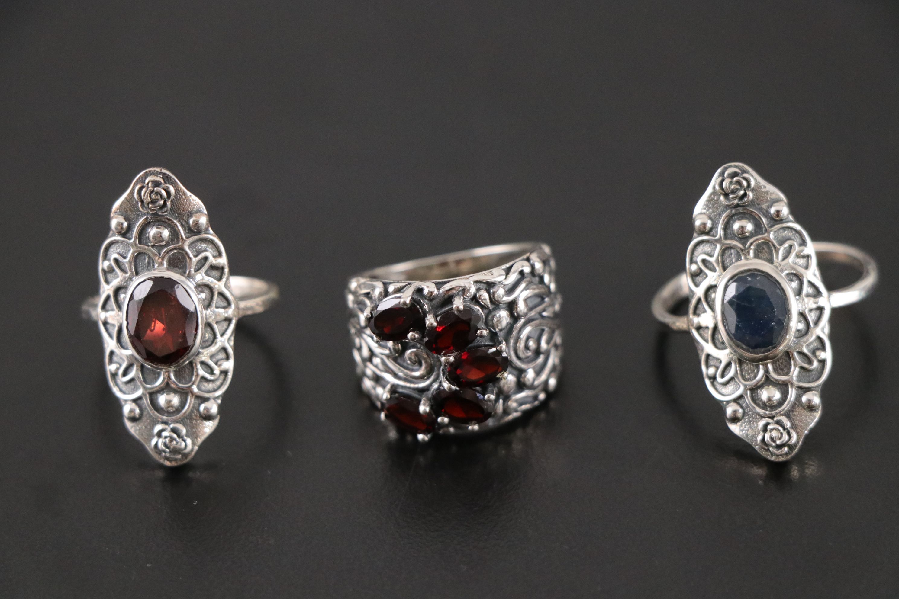 14 Assorted Sterling Silver Rings, Necklaces and Earrings