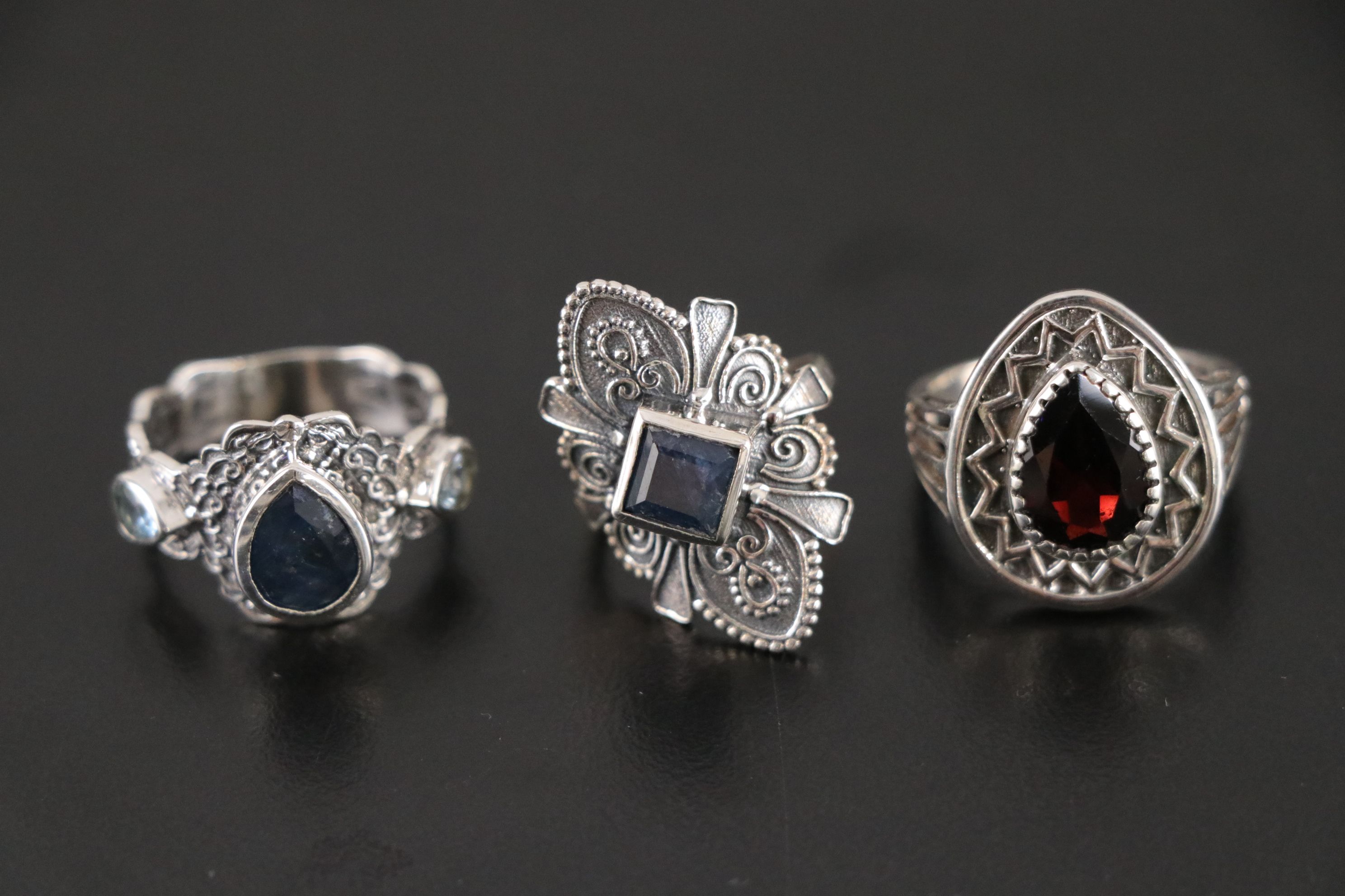 14 Assorted Sterling Silver Rings, Necklaces and Earrings