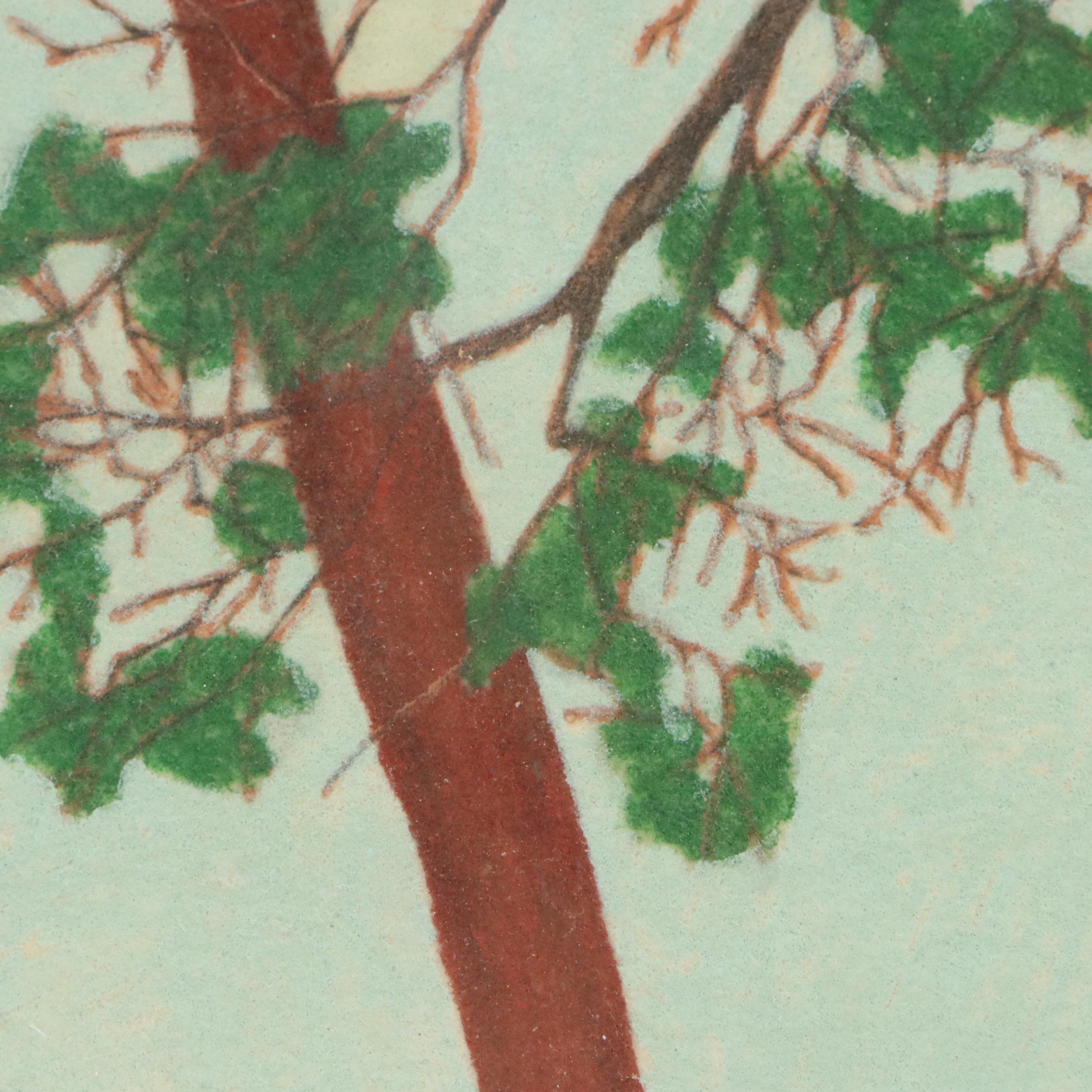 Velour Painting of Native American Woman by the River