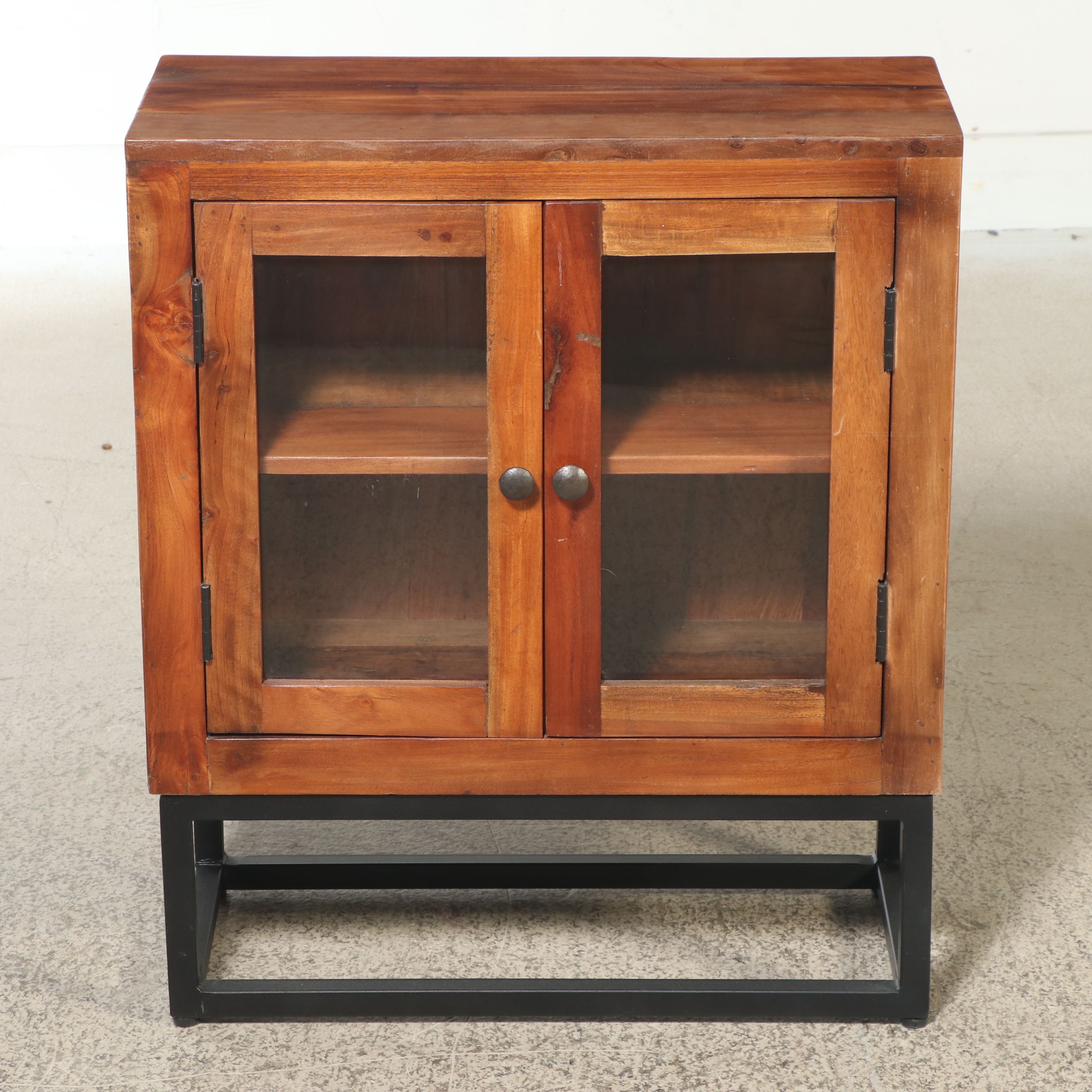 Contemporary Teak and Metal Cabinet