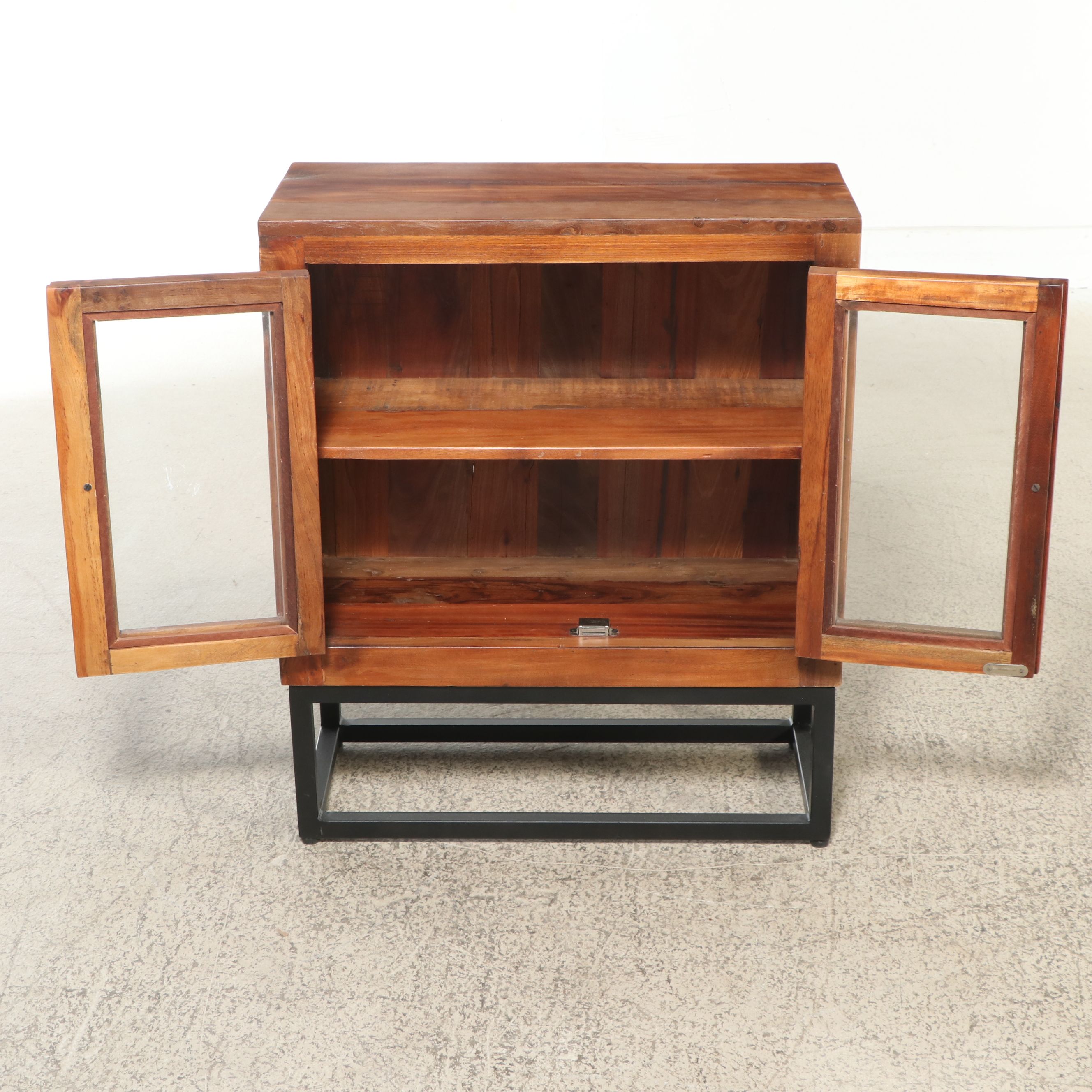 Contemporary Teak and Metal Cabinet