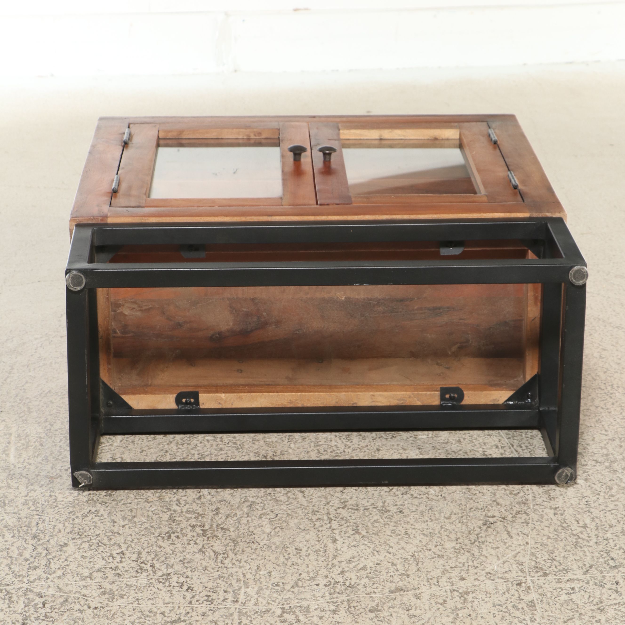 Contemporary Teak and Metal Cabinet