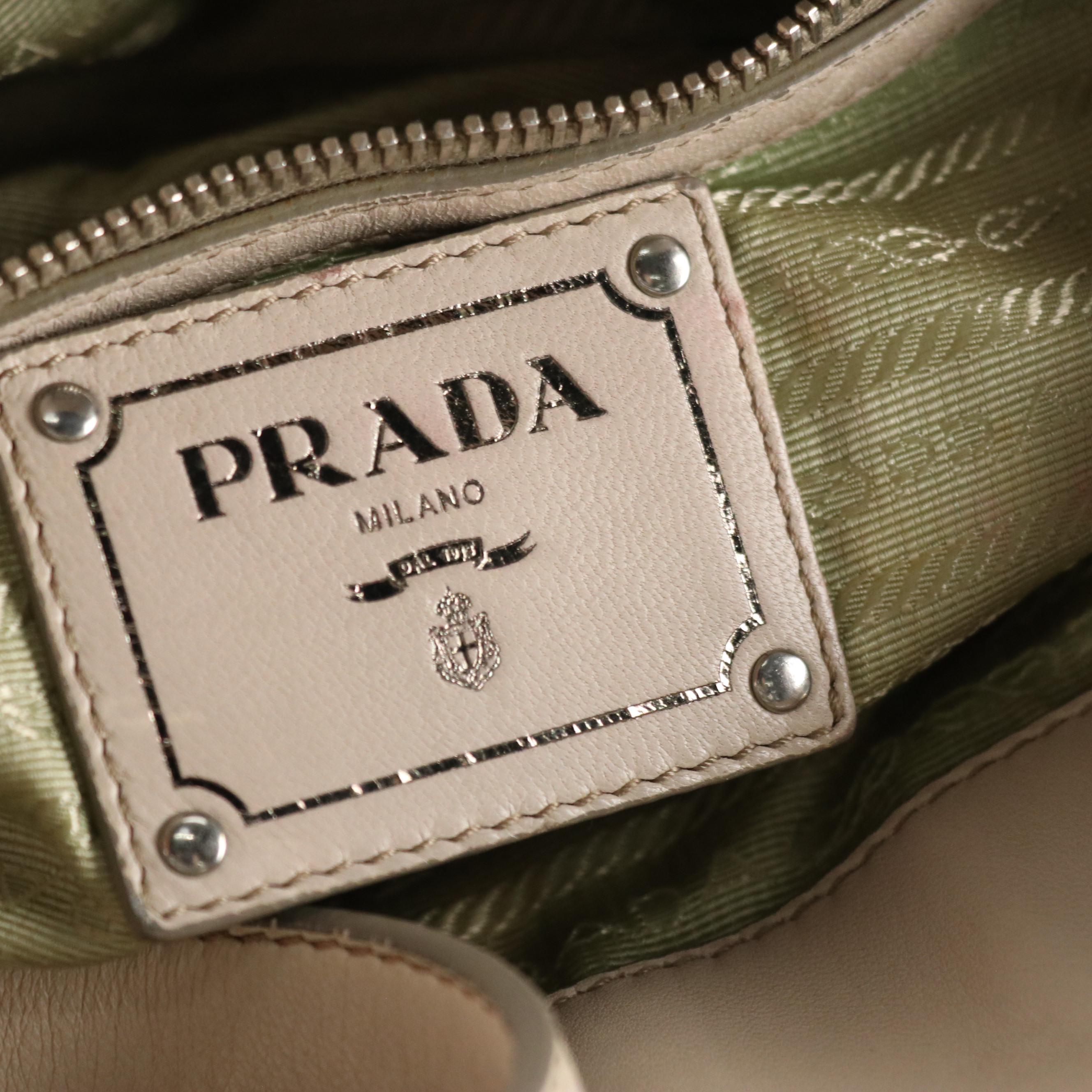 Prada Two-Way Tote in Sand Beige Gauffré Lambskin Leather