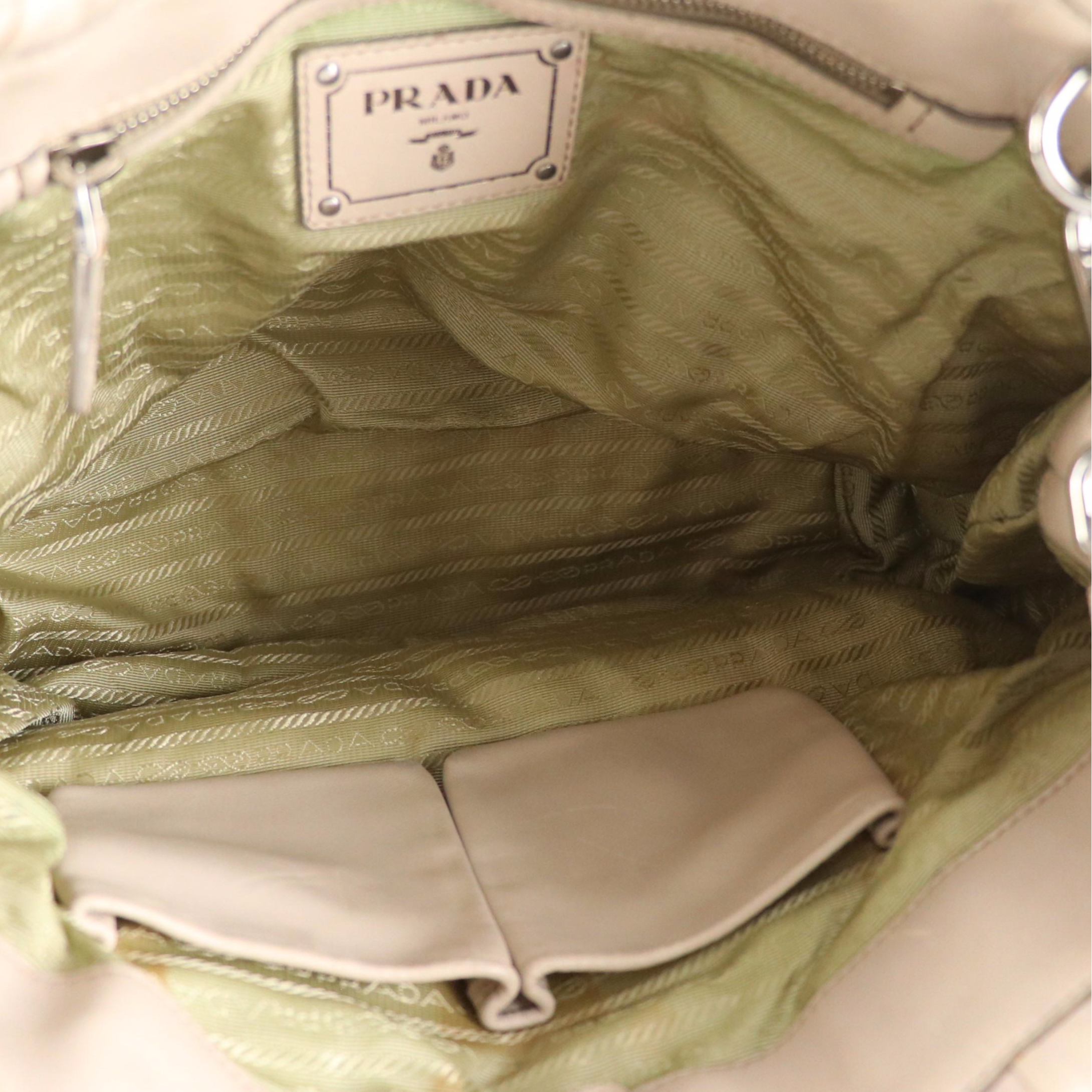 Prada Two-Way Tote in Sand Beige Gauffré Lambskin Leather