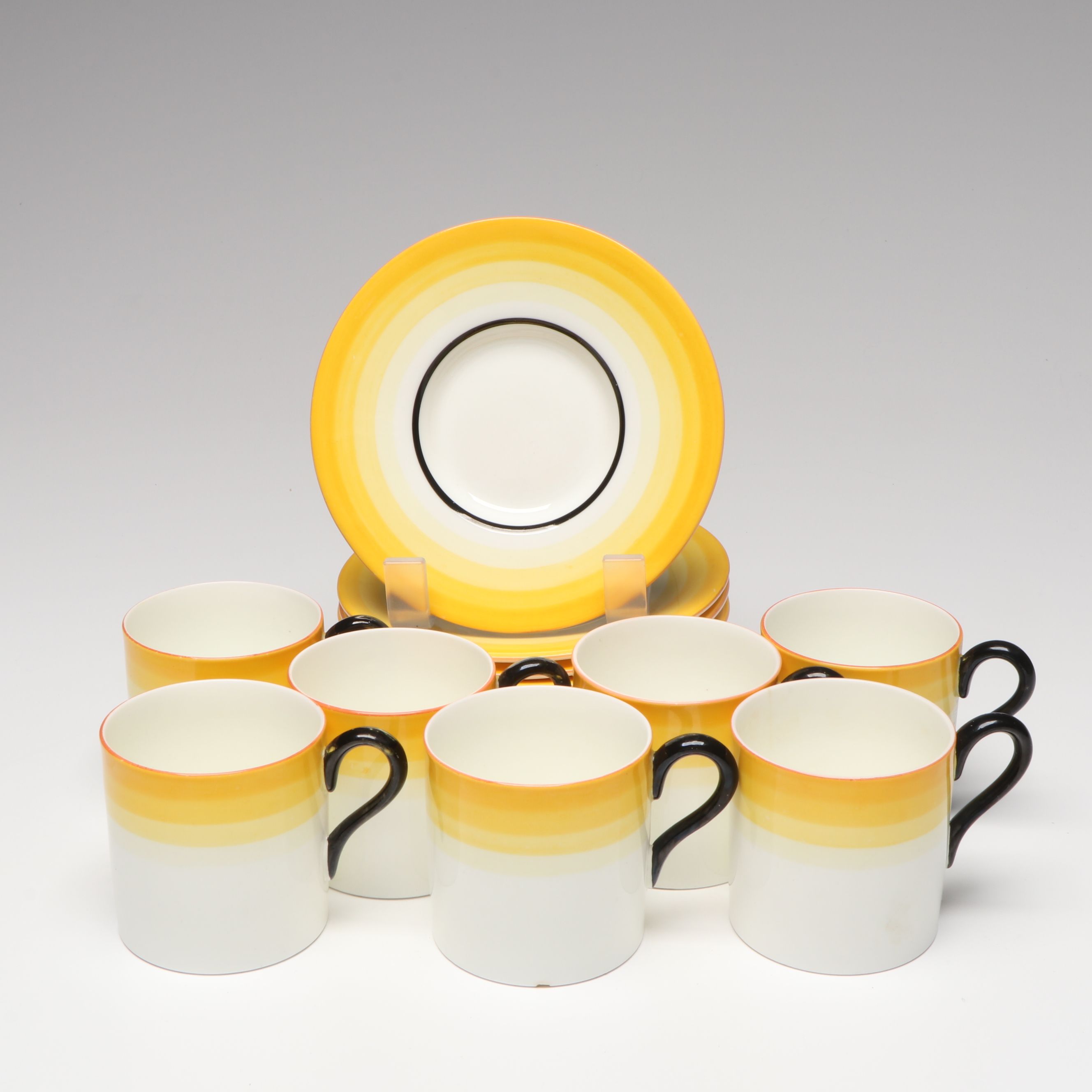 Wedgwood Art Deco Style Coffee Demitasse Cups and Saucers