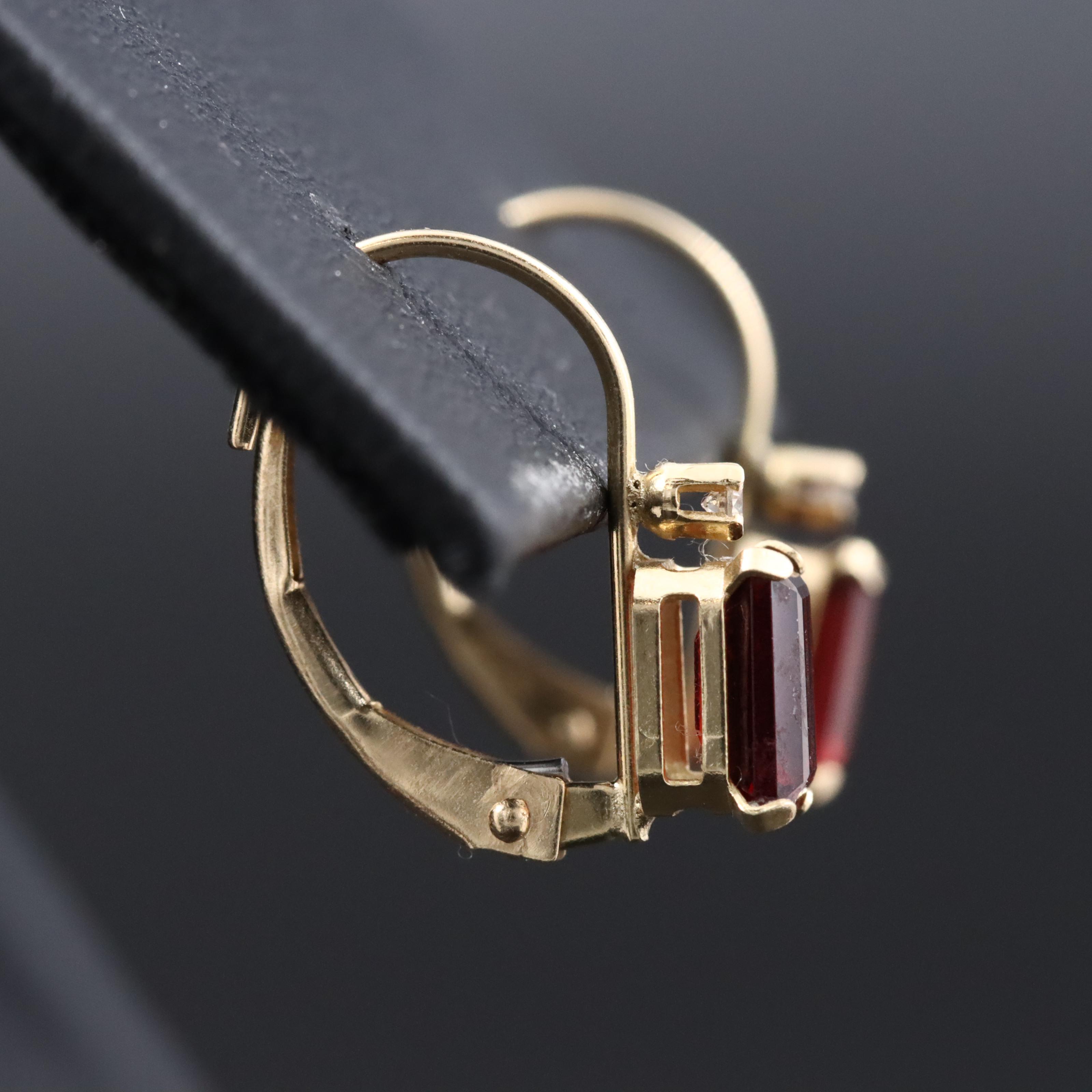 14K Garnet and Diamond Earrings