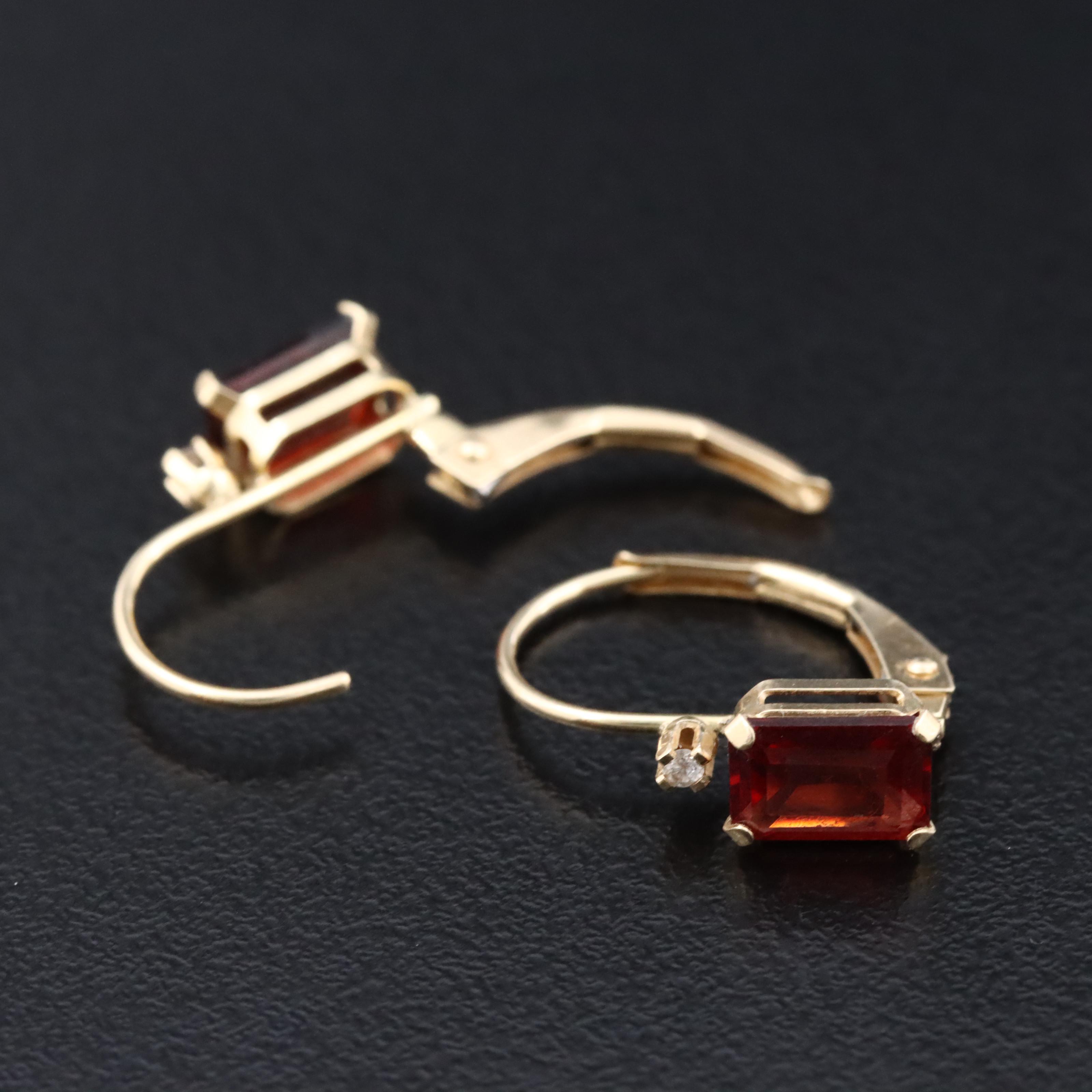 14K Garnet and Diamond Earrings
