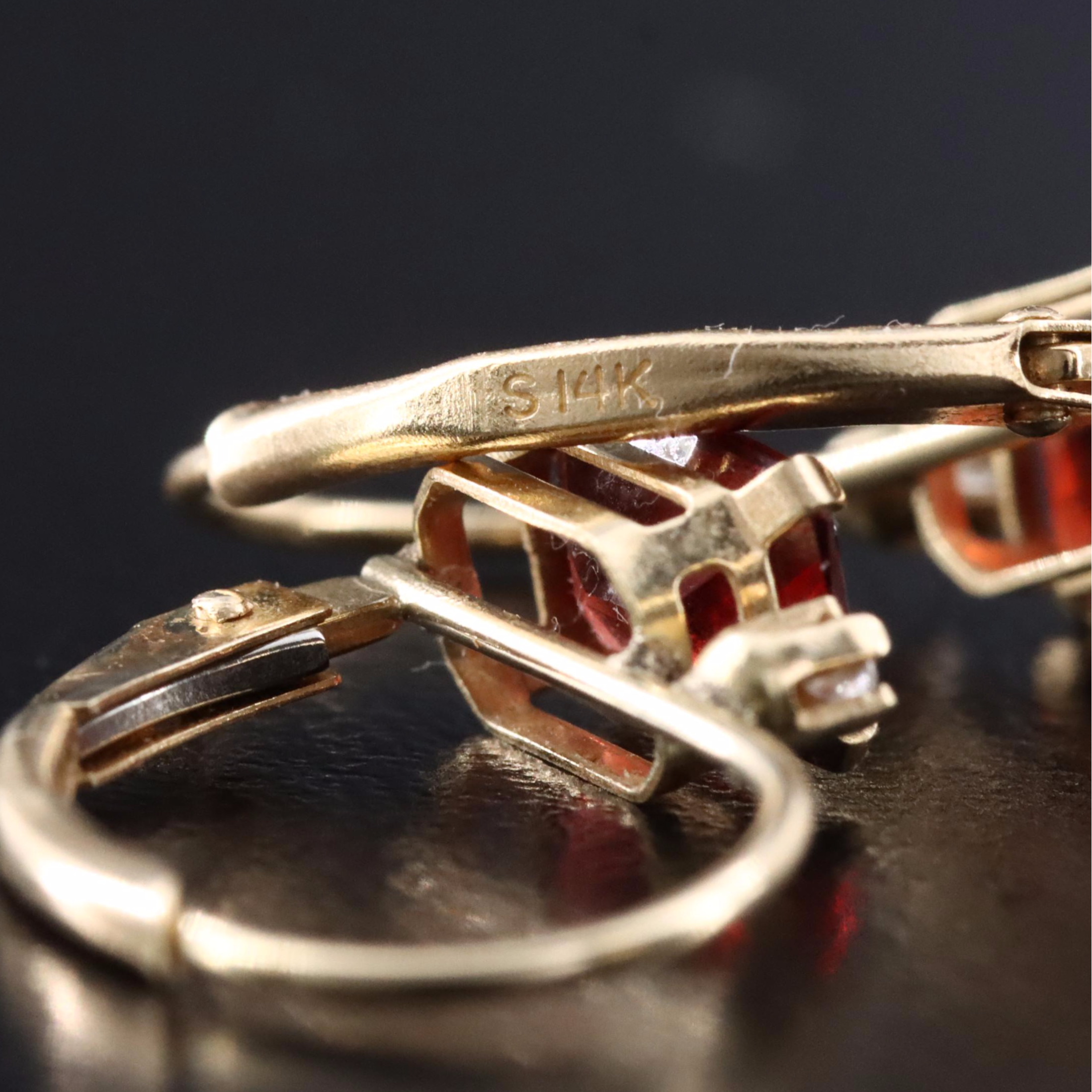 14K Garnet and Diamond Earrings