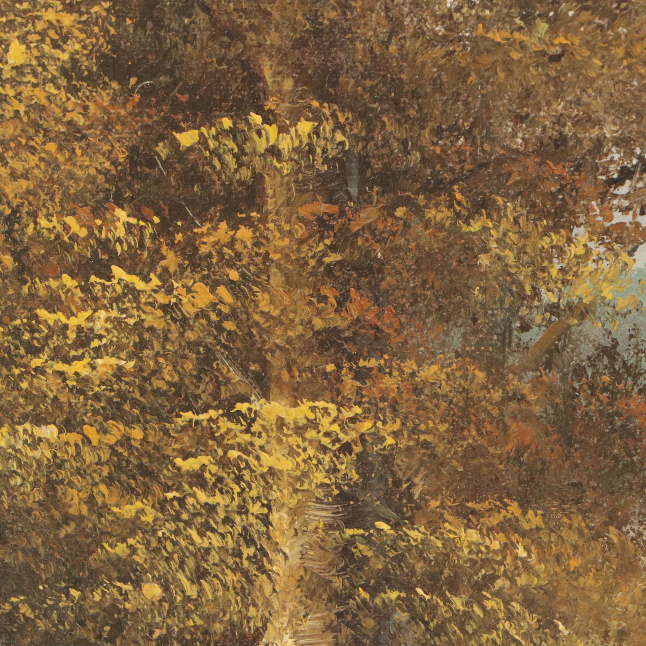 J. Thomas Mountainous Landscape Oil Painting, Late 20th Century