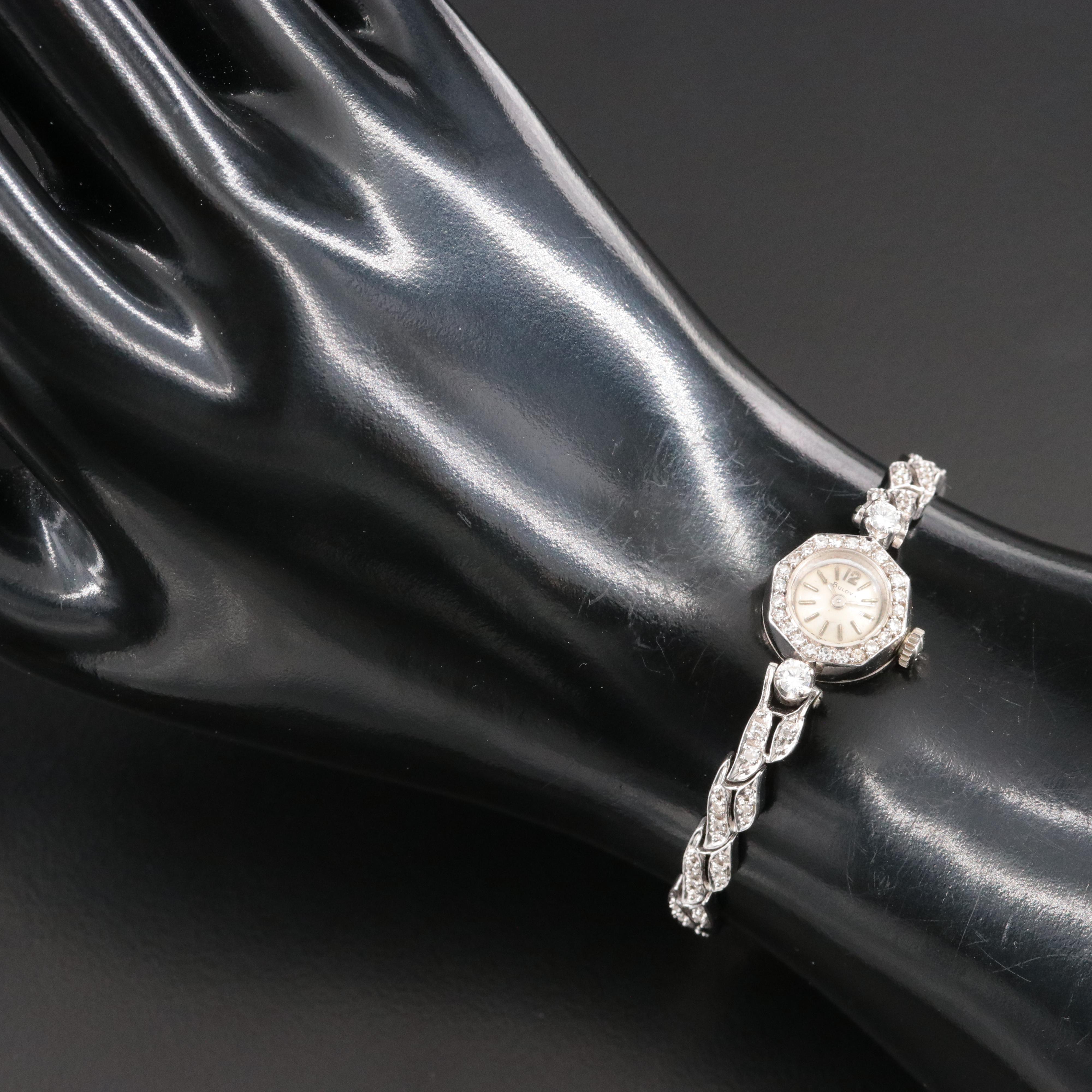 14K Bulova Vintage Diamond Cocktail Watch