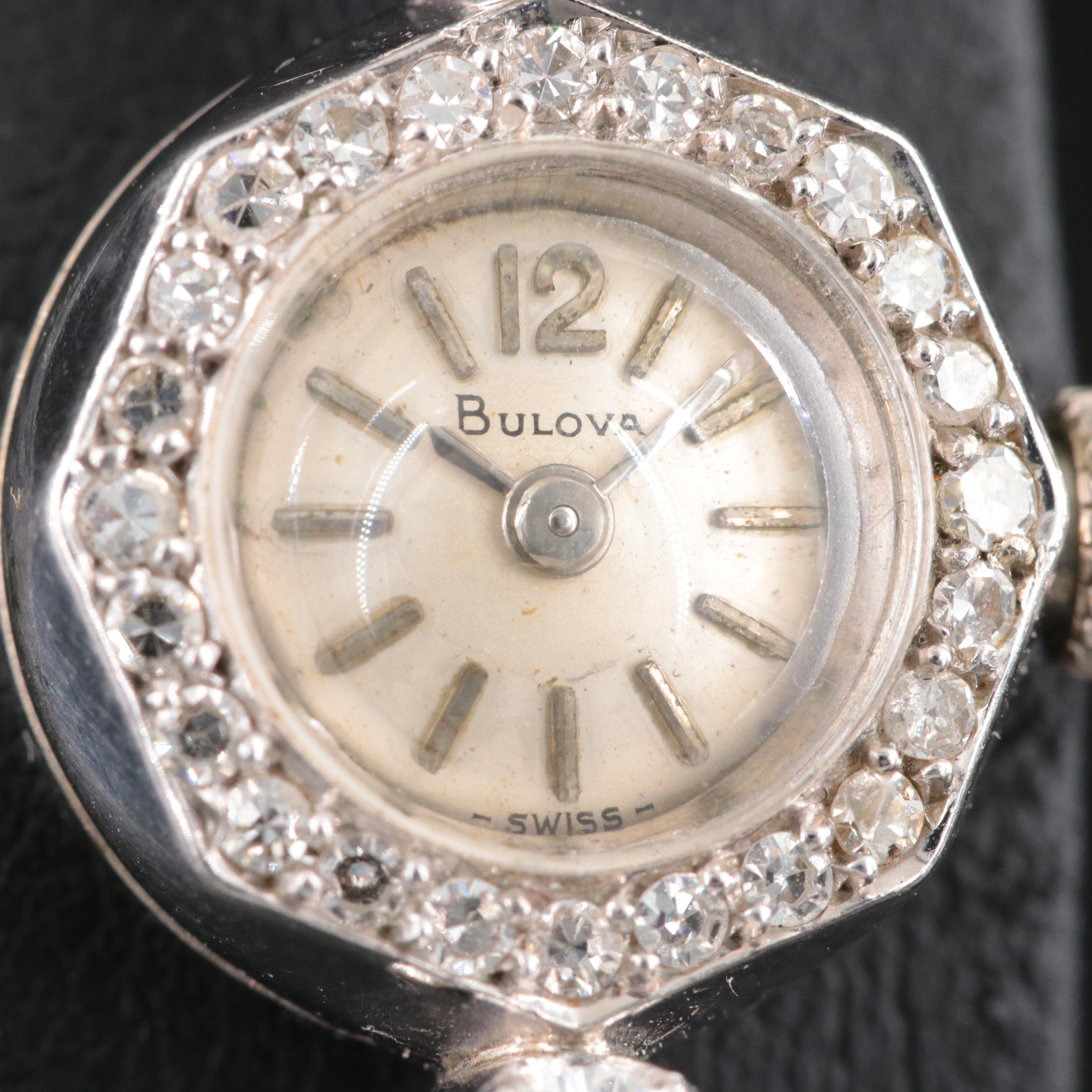 14K Bulova Vintage Diamond Cocktail Watch