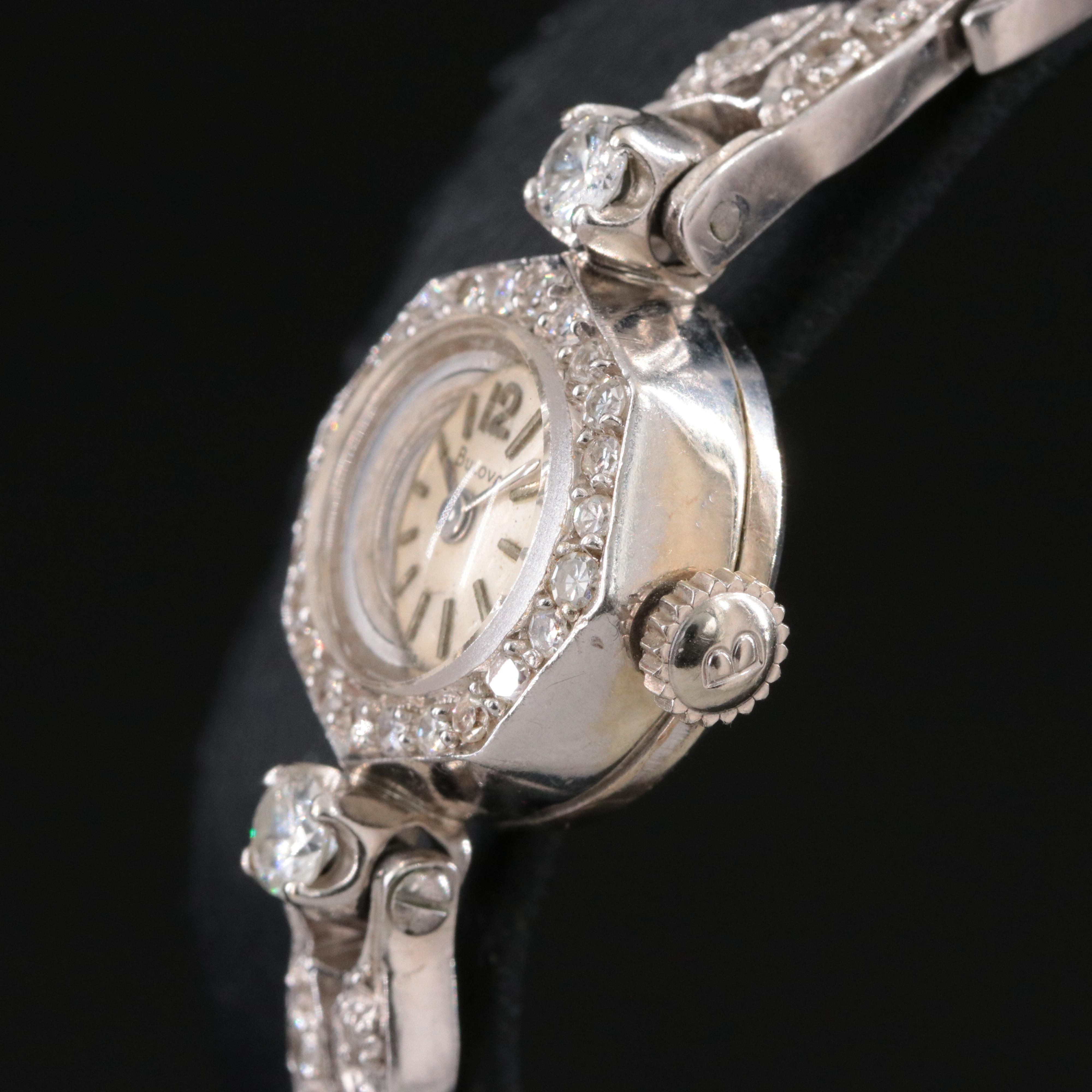 14K Bulova Vintage Diamond Cocktail Watch