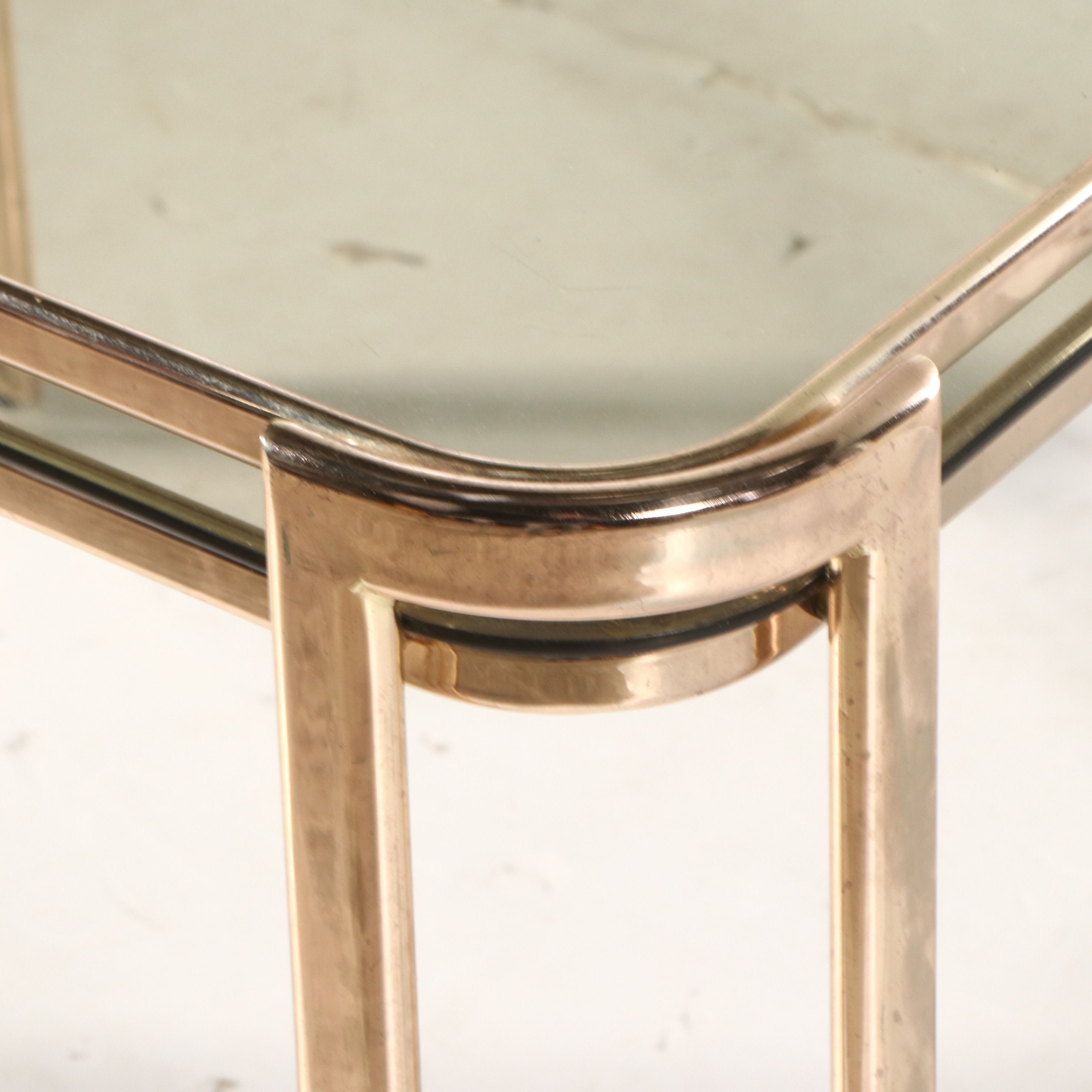 Hollywood Regency Style Brass and Smoke Glass Side Table