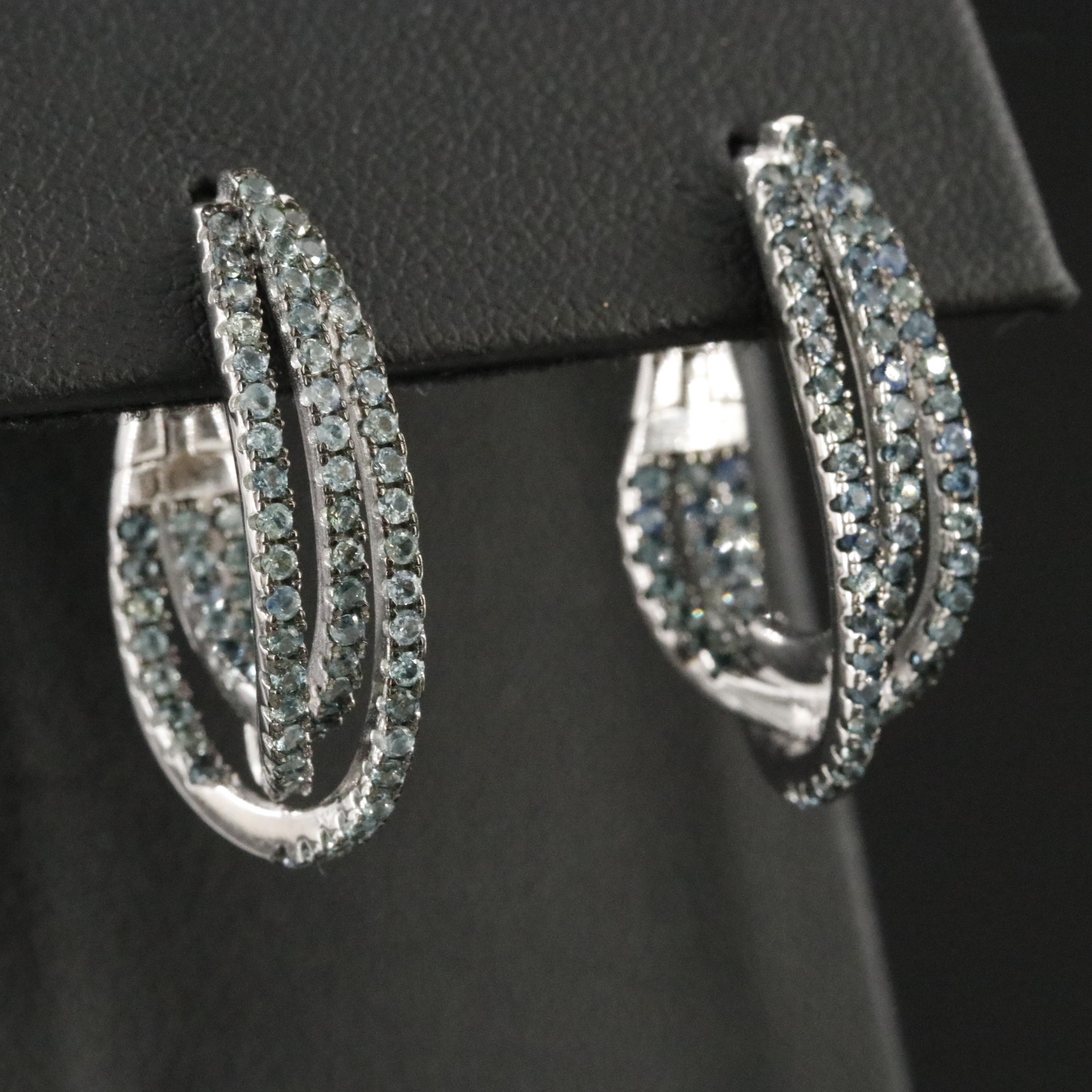 Sterling Sapphire Crossover Inside-Out Hoop Earrings