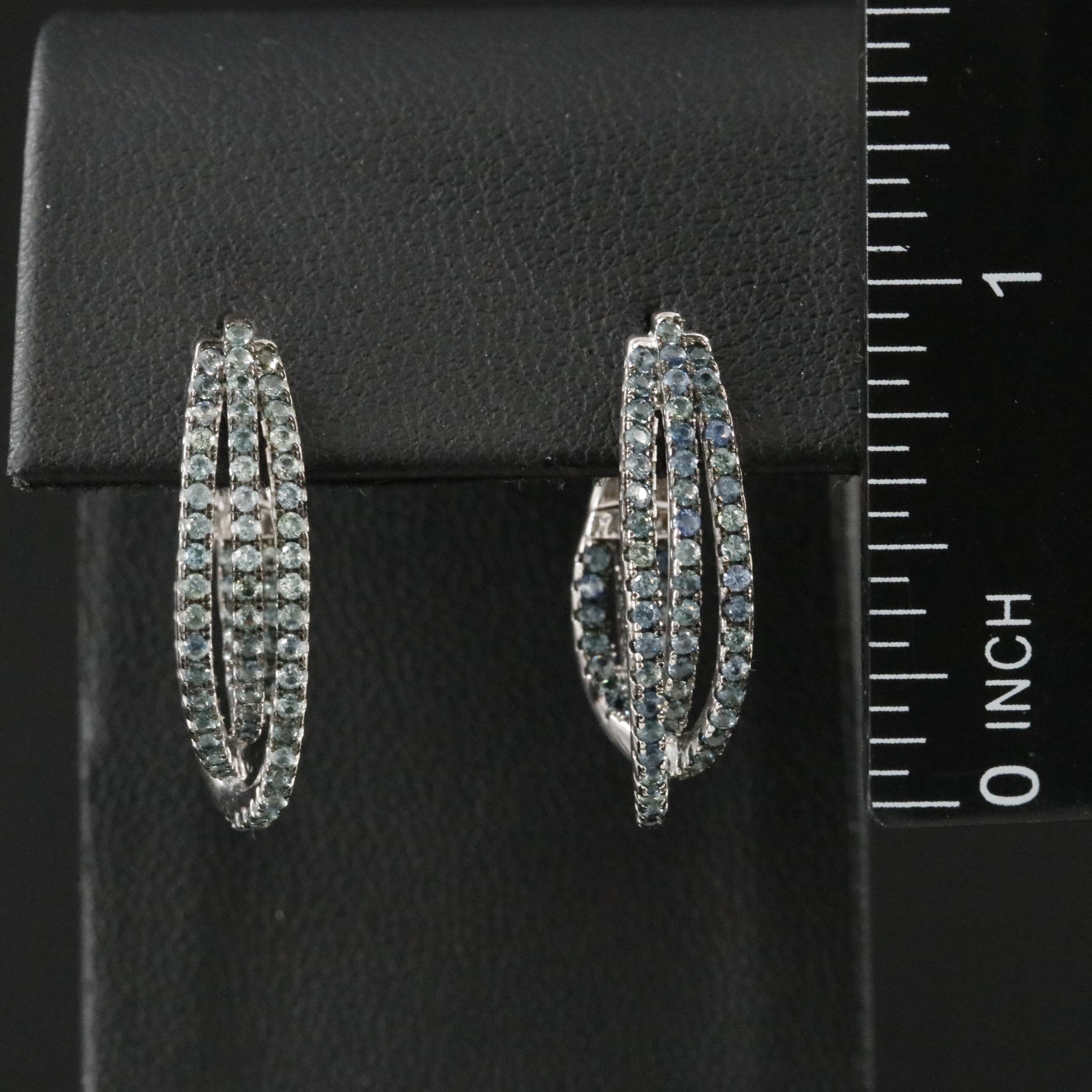 Sterling Sapphire Crossover Inside-Out Hoop Earrings