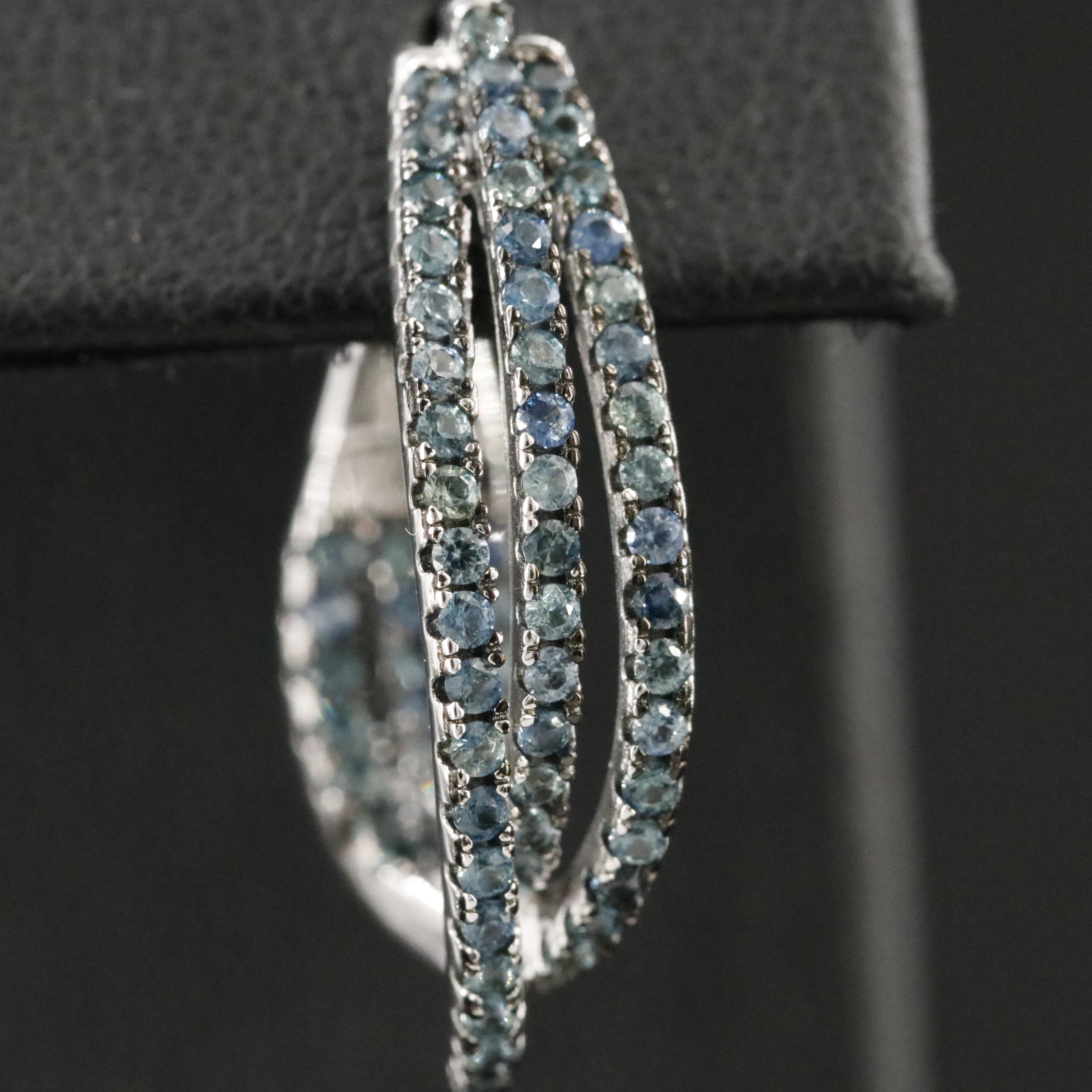 Sterling Sapphire Crossover Inside-Out Hoop Earrings