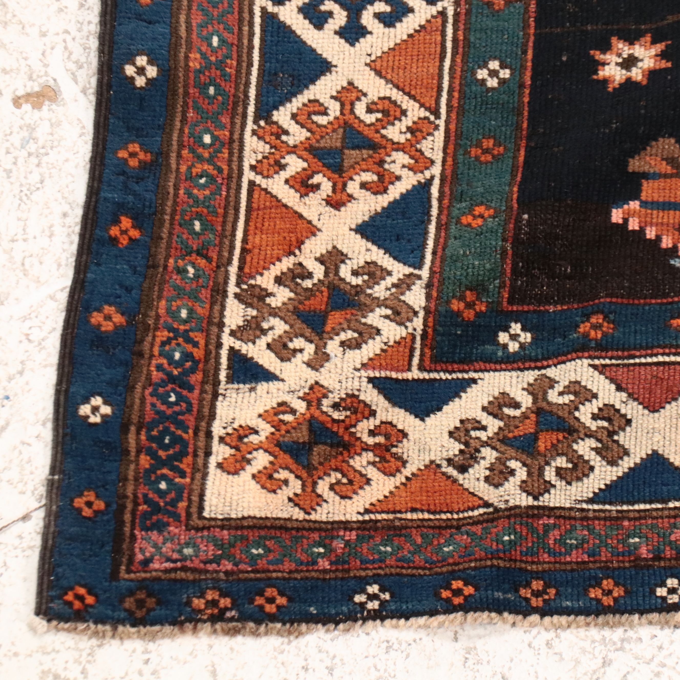 3'8 x 7'6 Hand-Knotted Caucasian Kazak Area Rug