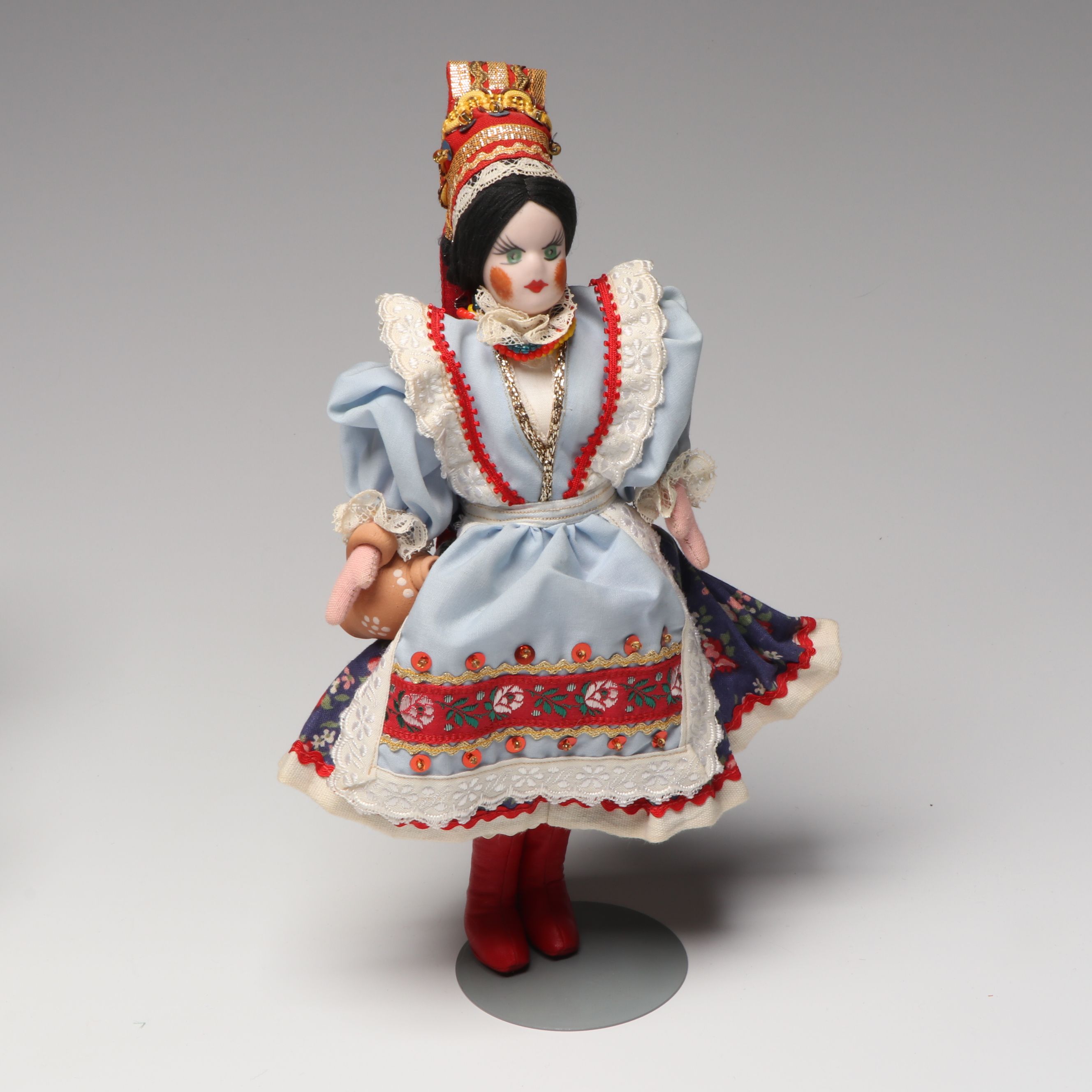 Baitz Austrian Papier-Mâché Doll with Italian and Other Hand-Painted Dolls