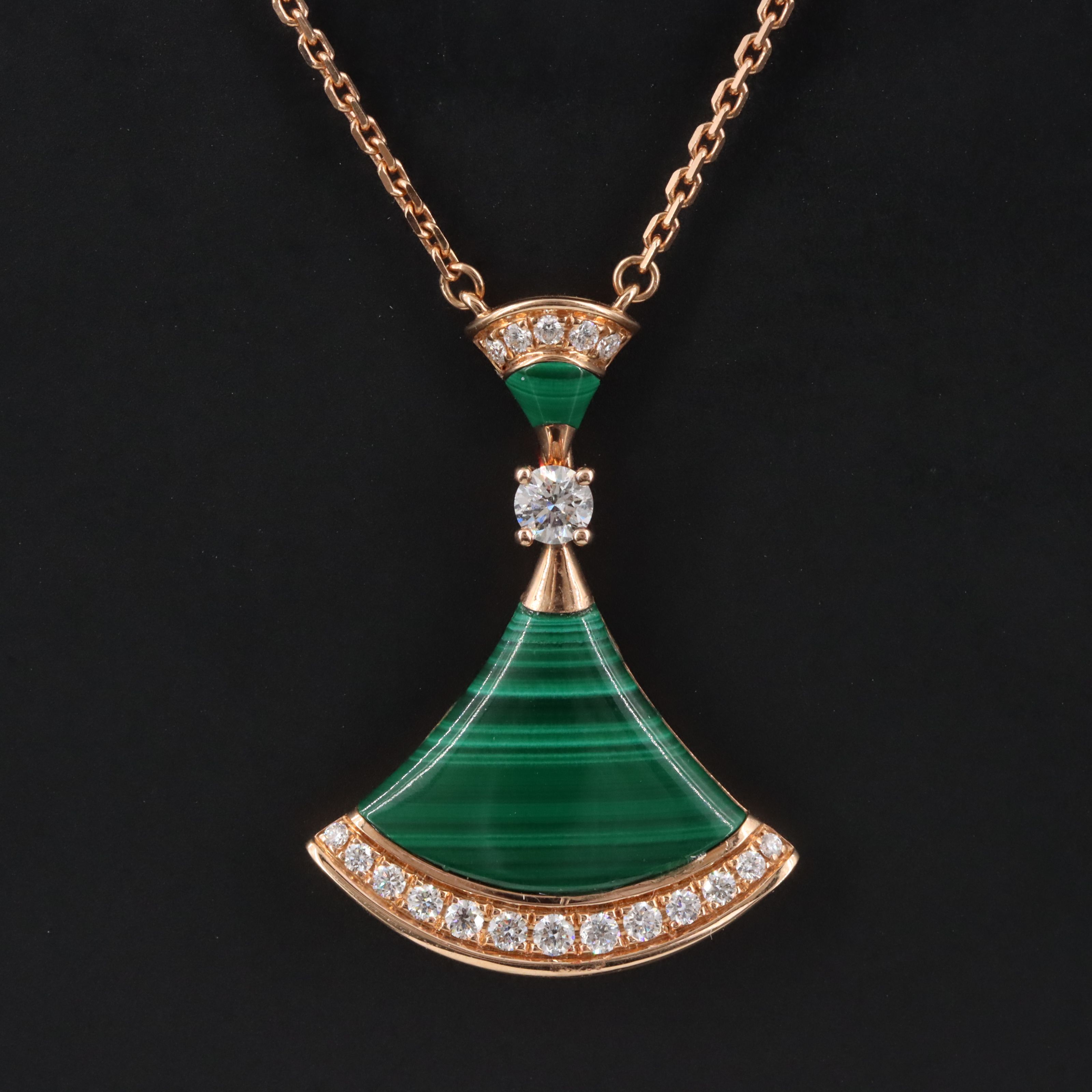 Bulgari  Divas' Dream 18K Rose Gold Malachite and 0.28 CTW Diamond Necklace