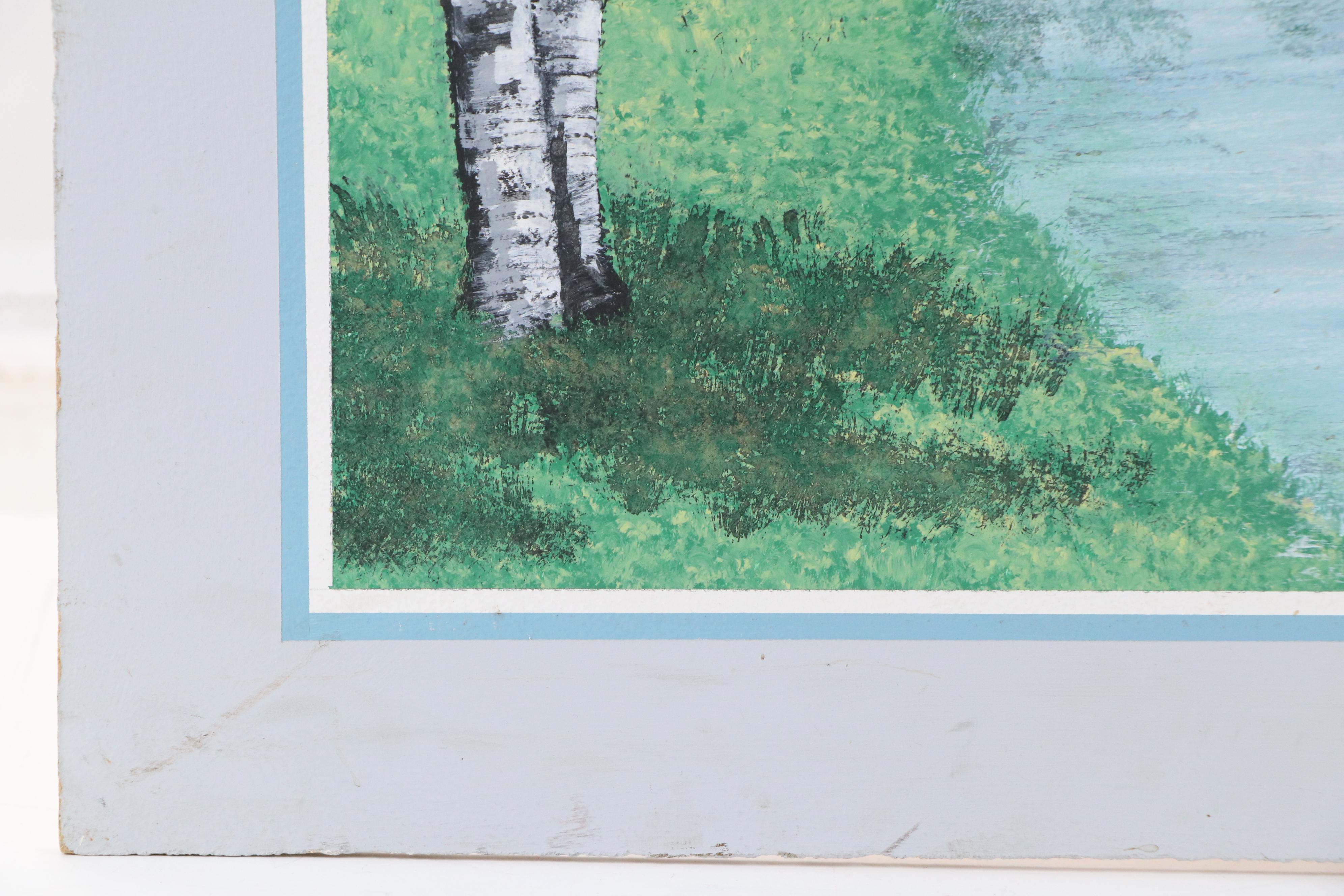 Mark Edgecomb Acrylic Painting of Couple Canoeing, Mid to Late 20th Century