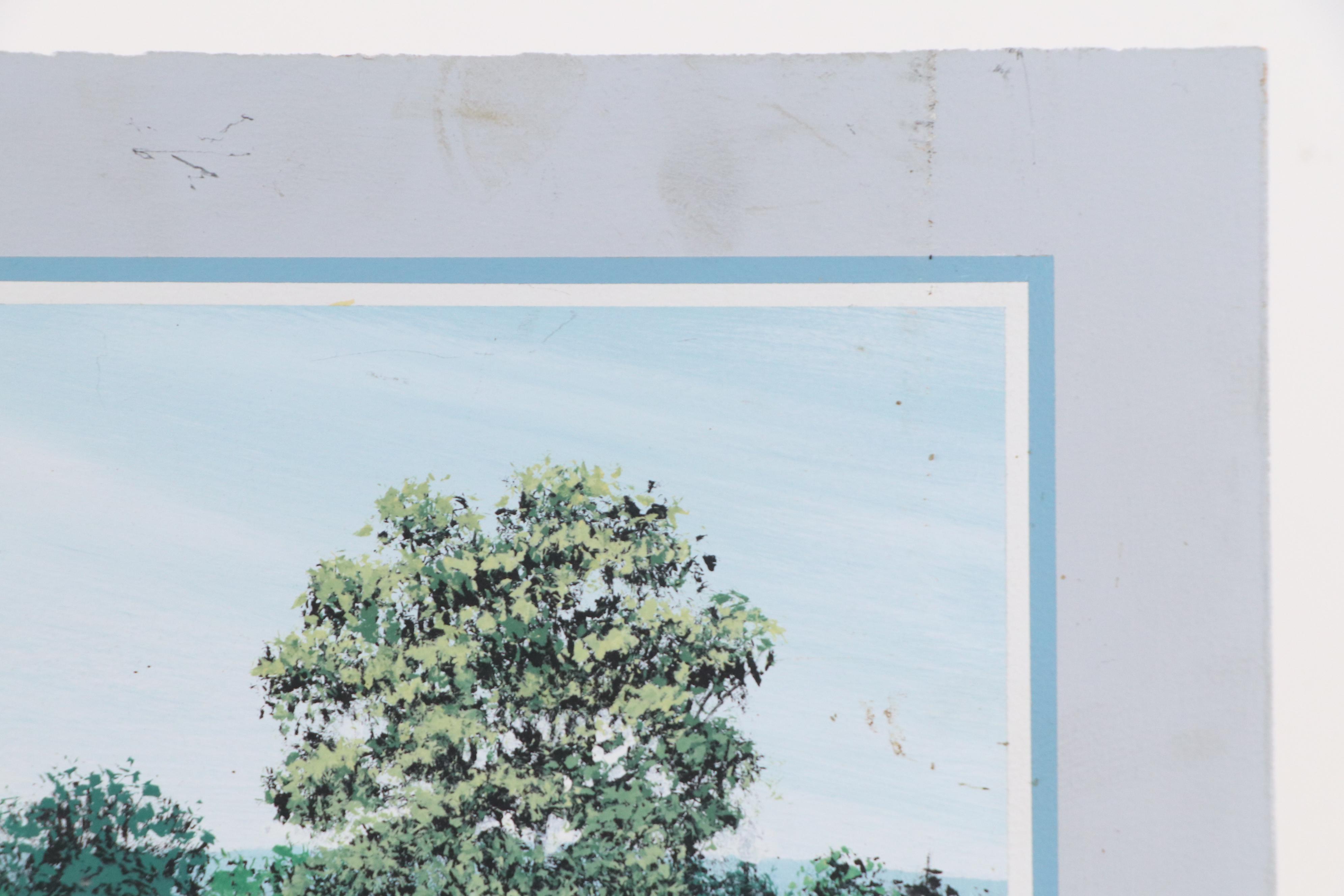 Mark Edgecomb Acrylic Painting of Couple Canoeing, Mid to Late 20th Century