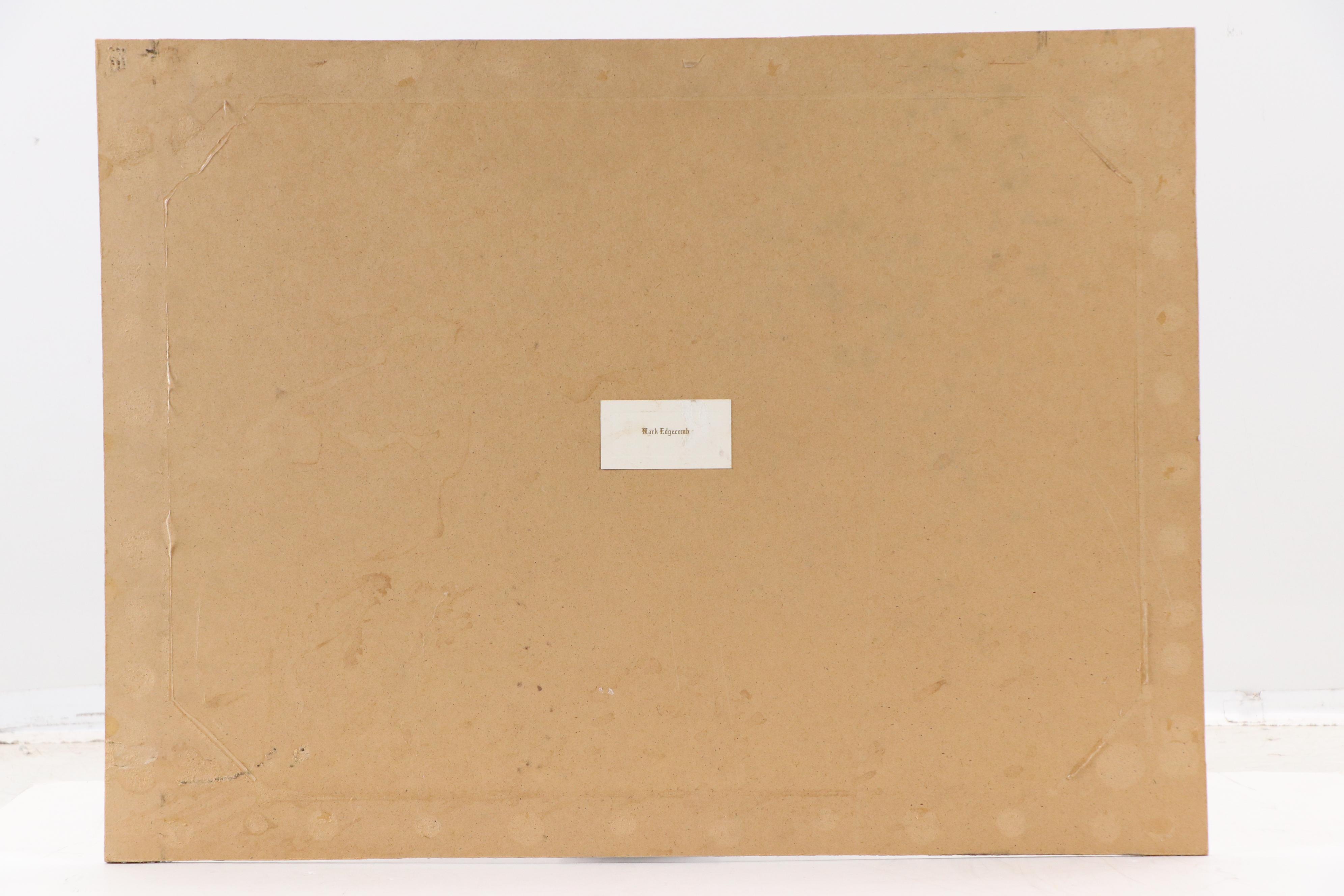 Mark Edgecomb Acrylic Painting of Couple Canoeing, Mid to Late 20th Century