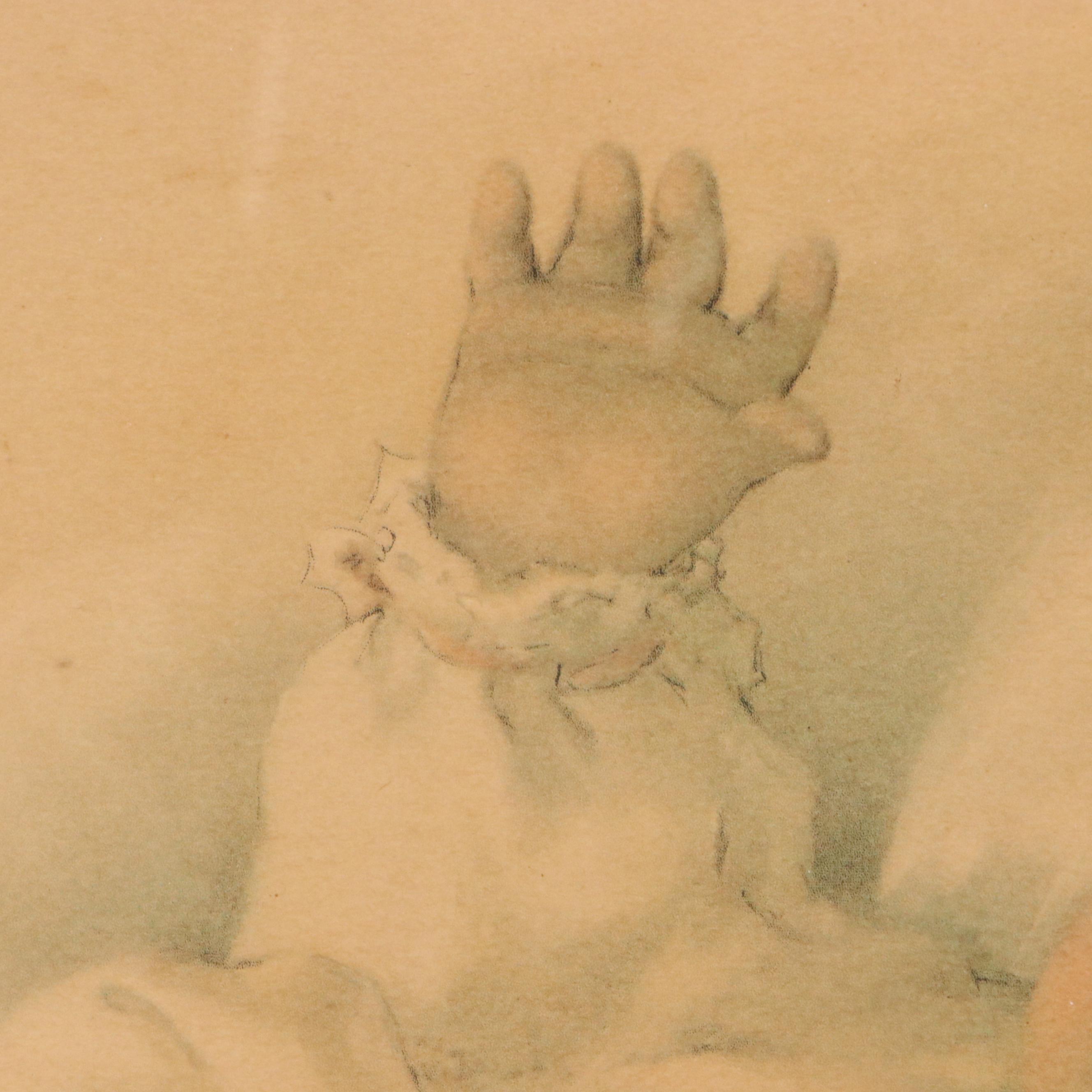 Collotype of Baby After Bessie Pease Gutmann "Awakening," Early 20th Century