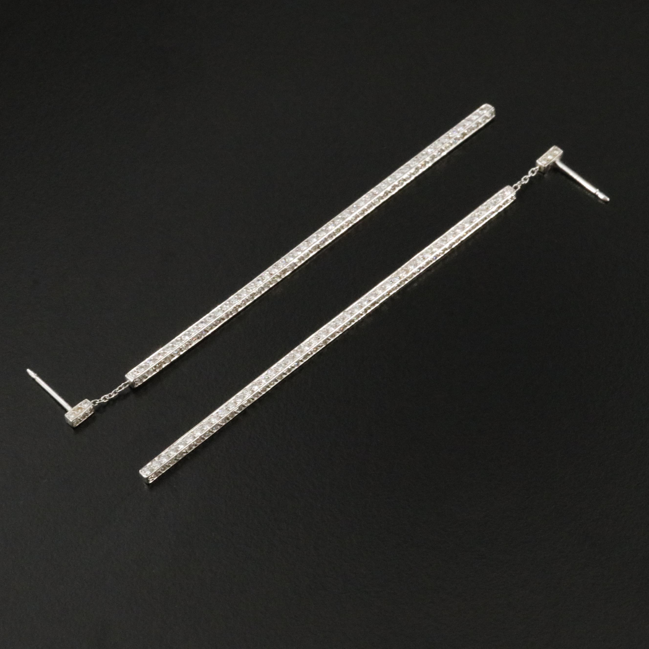 Mimi So 18K 3.45 CTW Piece Stick 3D Pavé Diamond Earrings