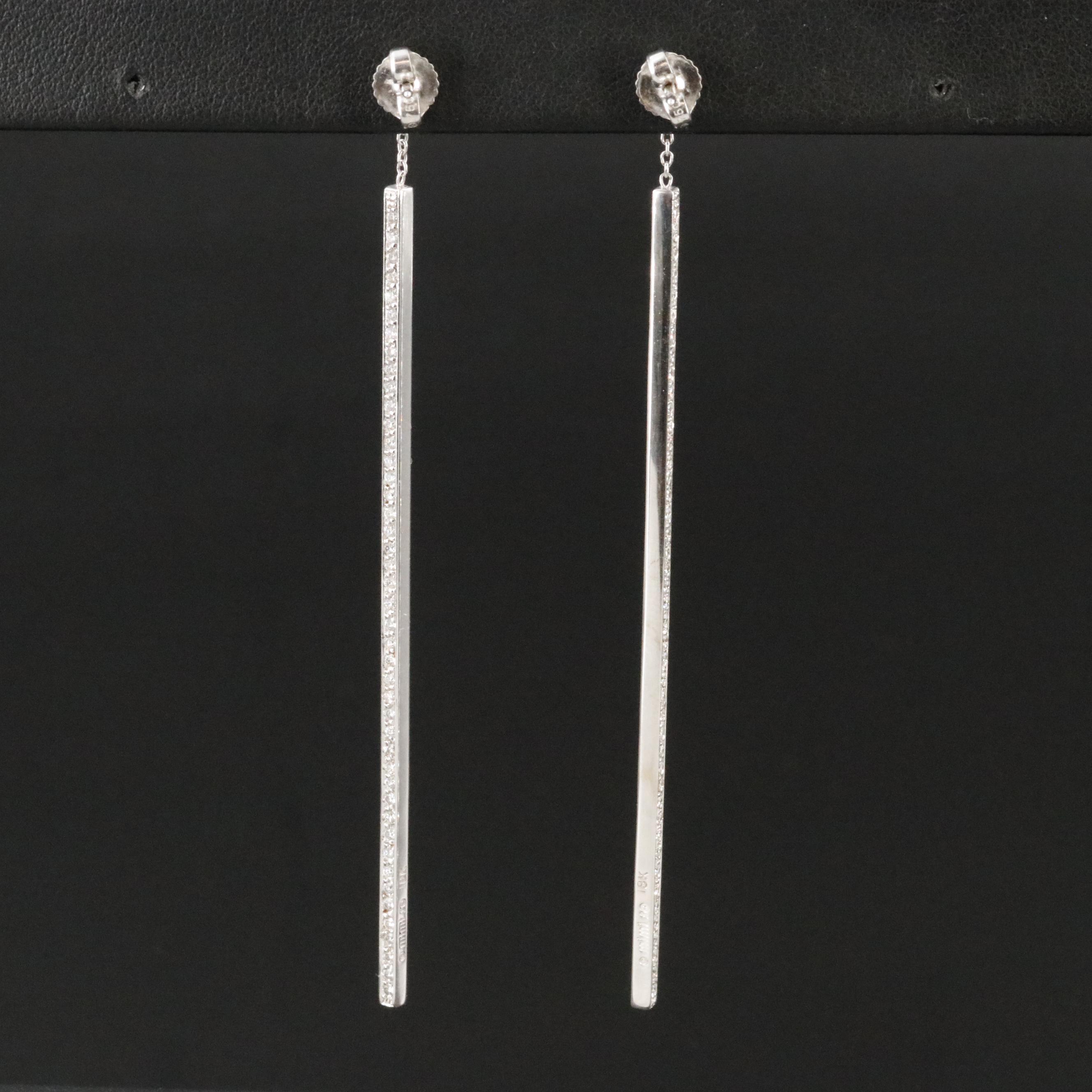 Mimi So 18K 3.45 CTW Piece Stick 3D Pavé Diamond Earrings