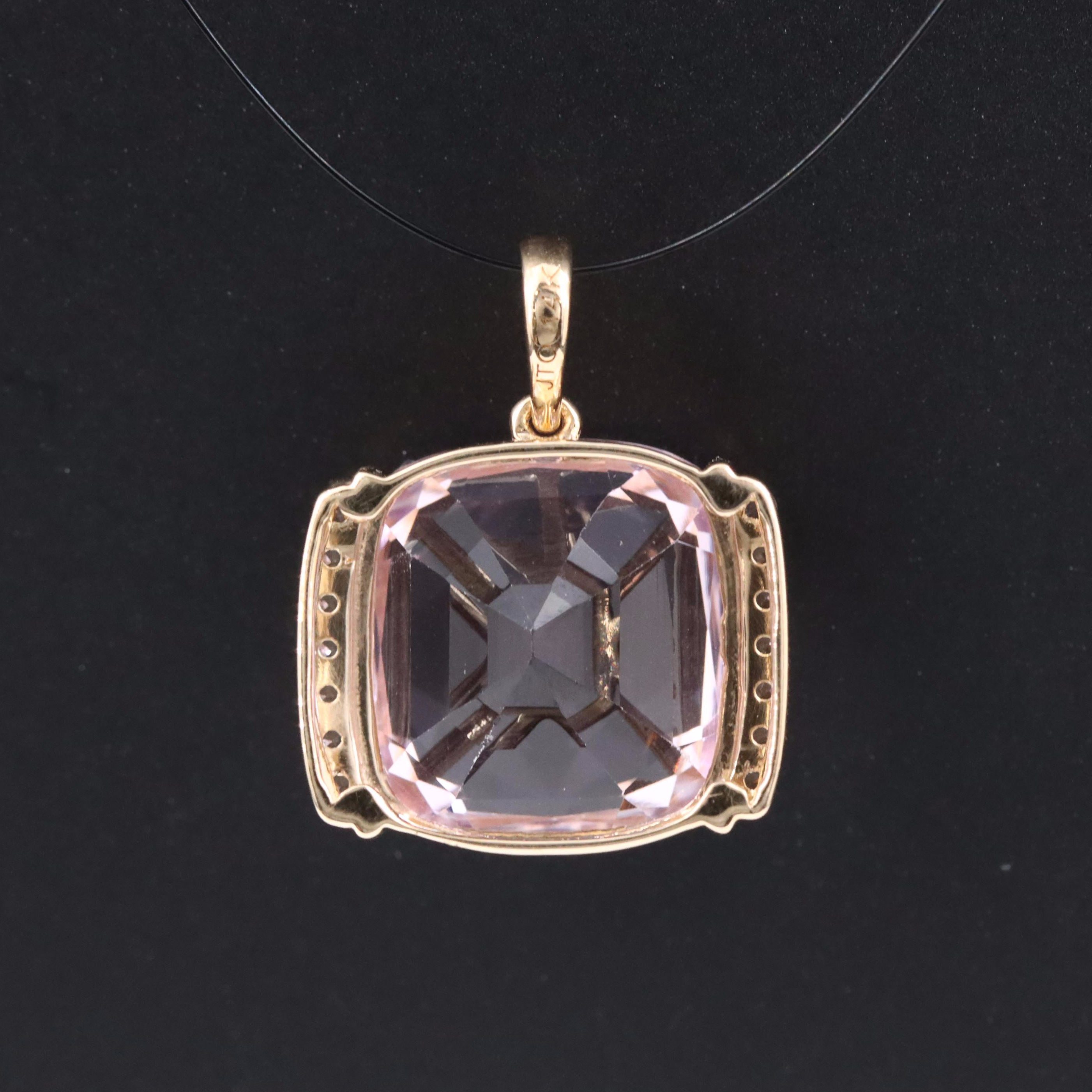 14K 9.17 CT Kunzite and White Sapphire Pendant with IGI Jewelry Report
