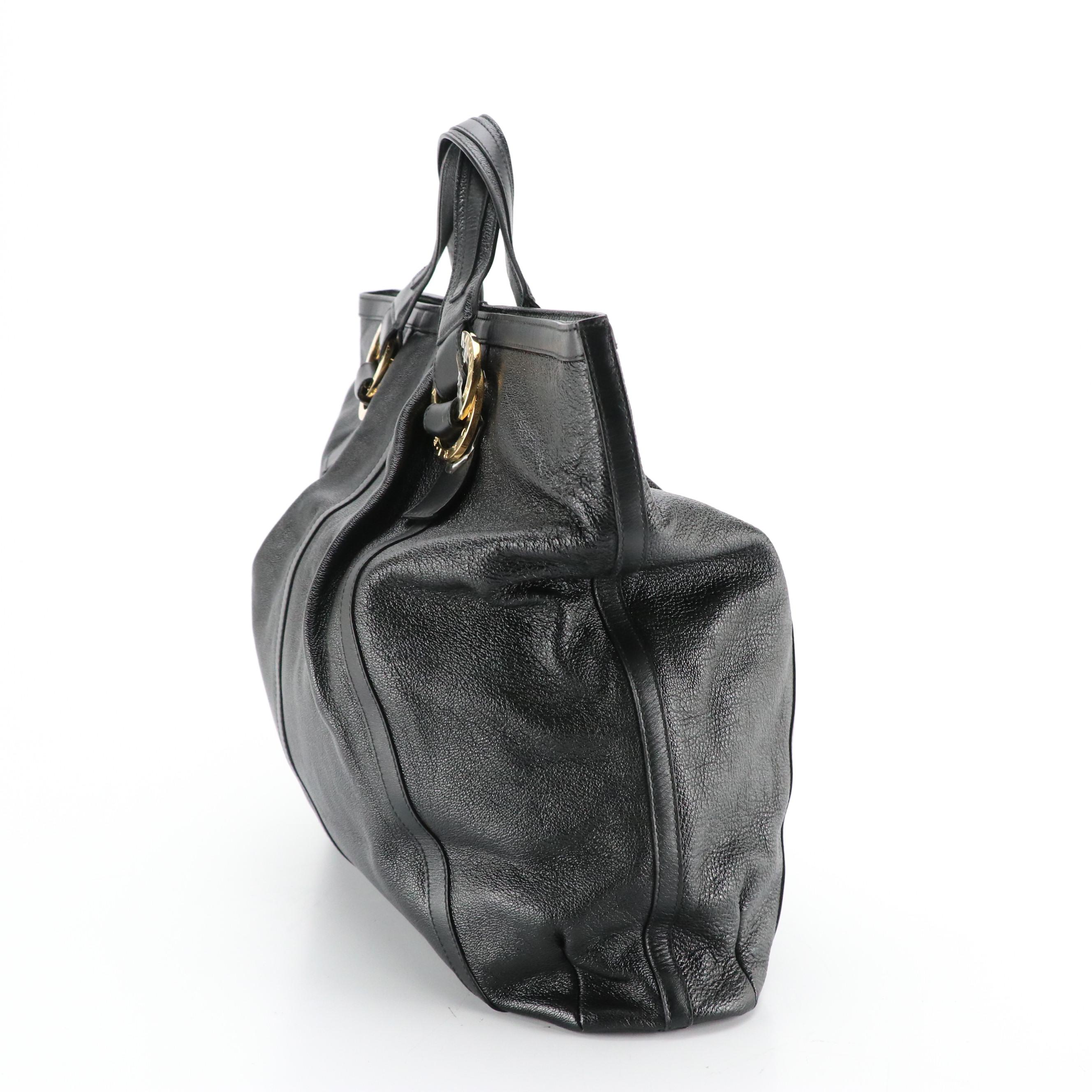 BVLGARI Chandra Tote in Black Goatskin Leather