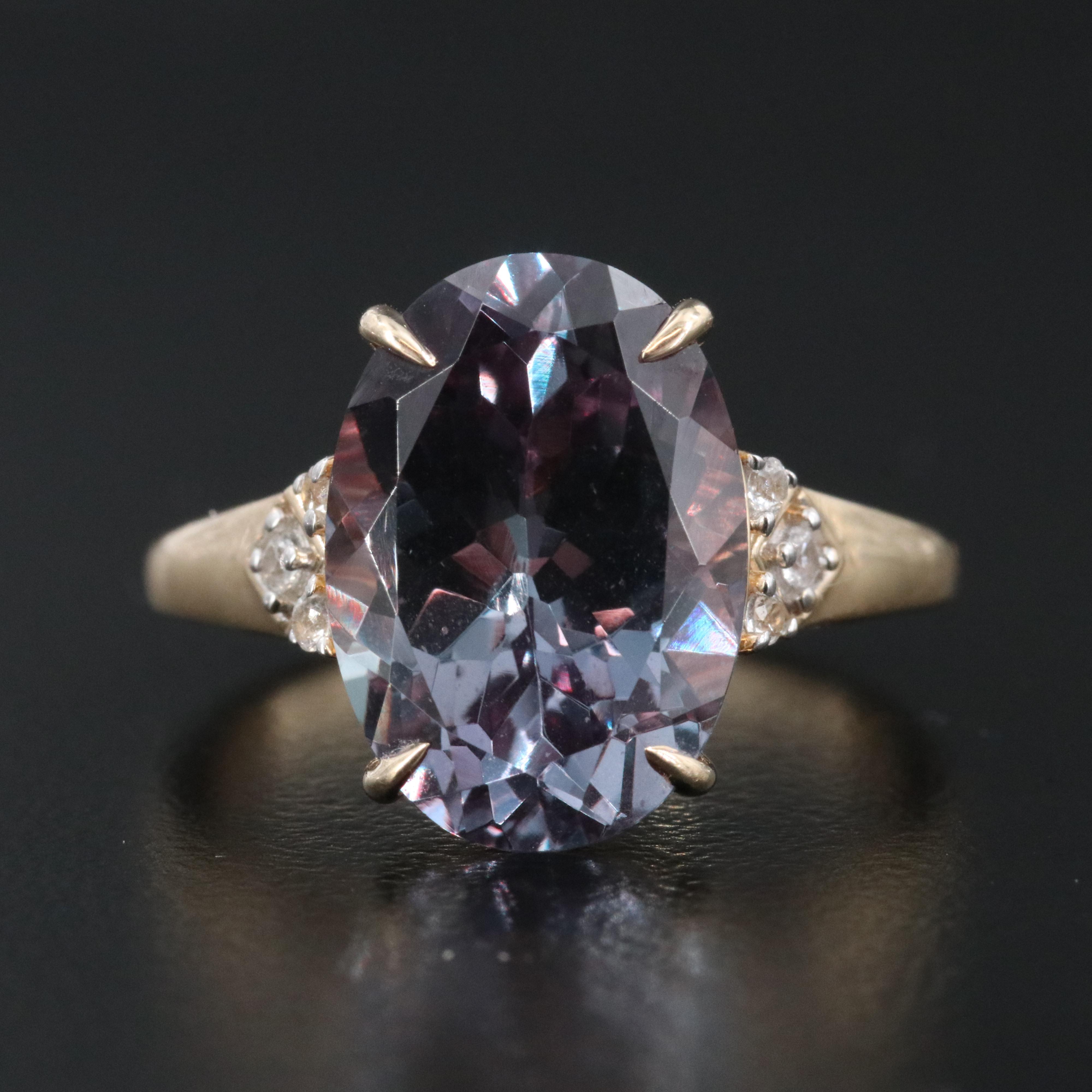 10K Color Change Sapphire and White Sapphire Ring