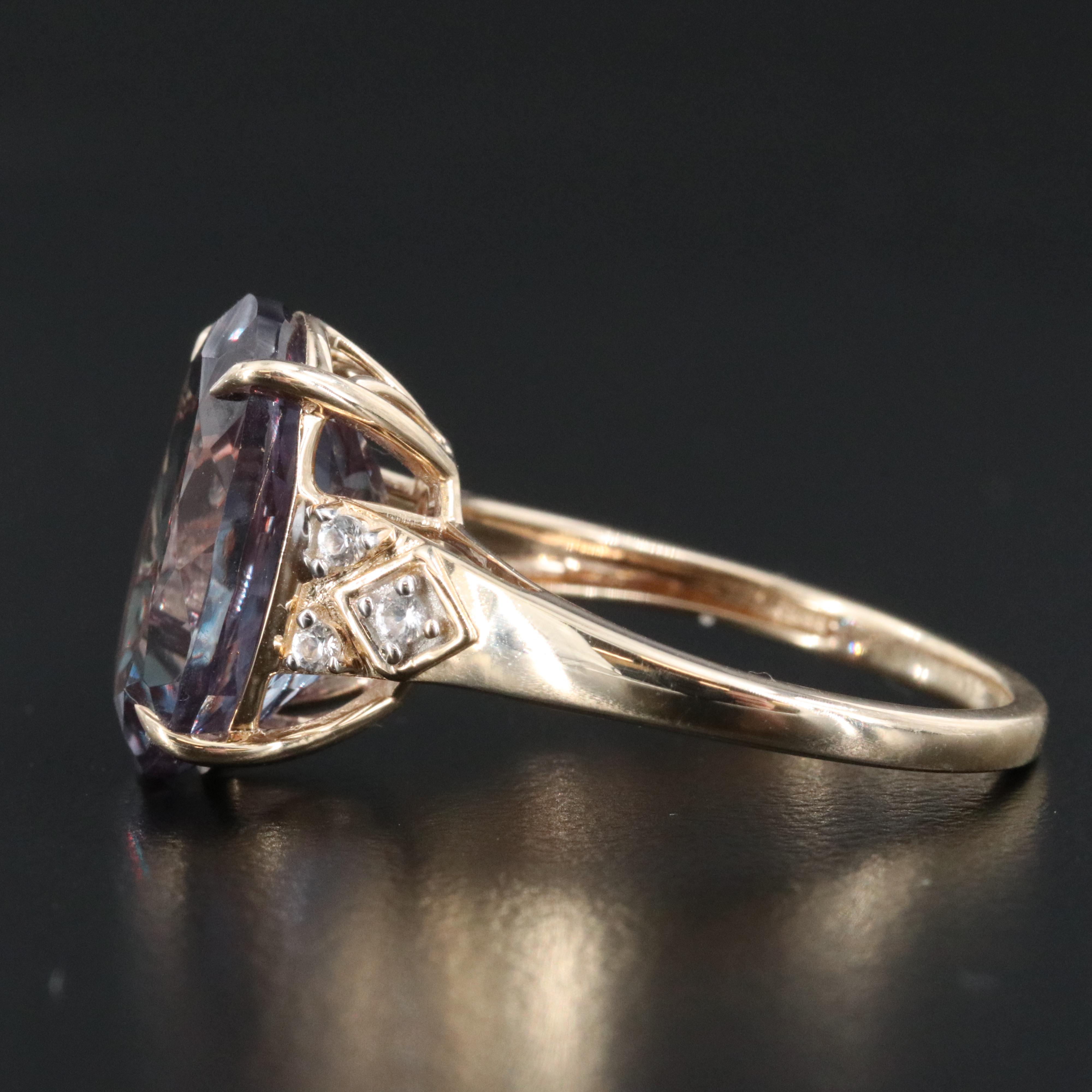 10K Color Change Sapphire and White Sapphire Ring