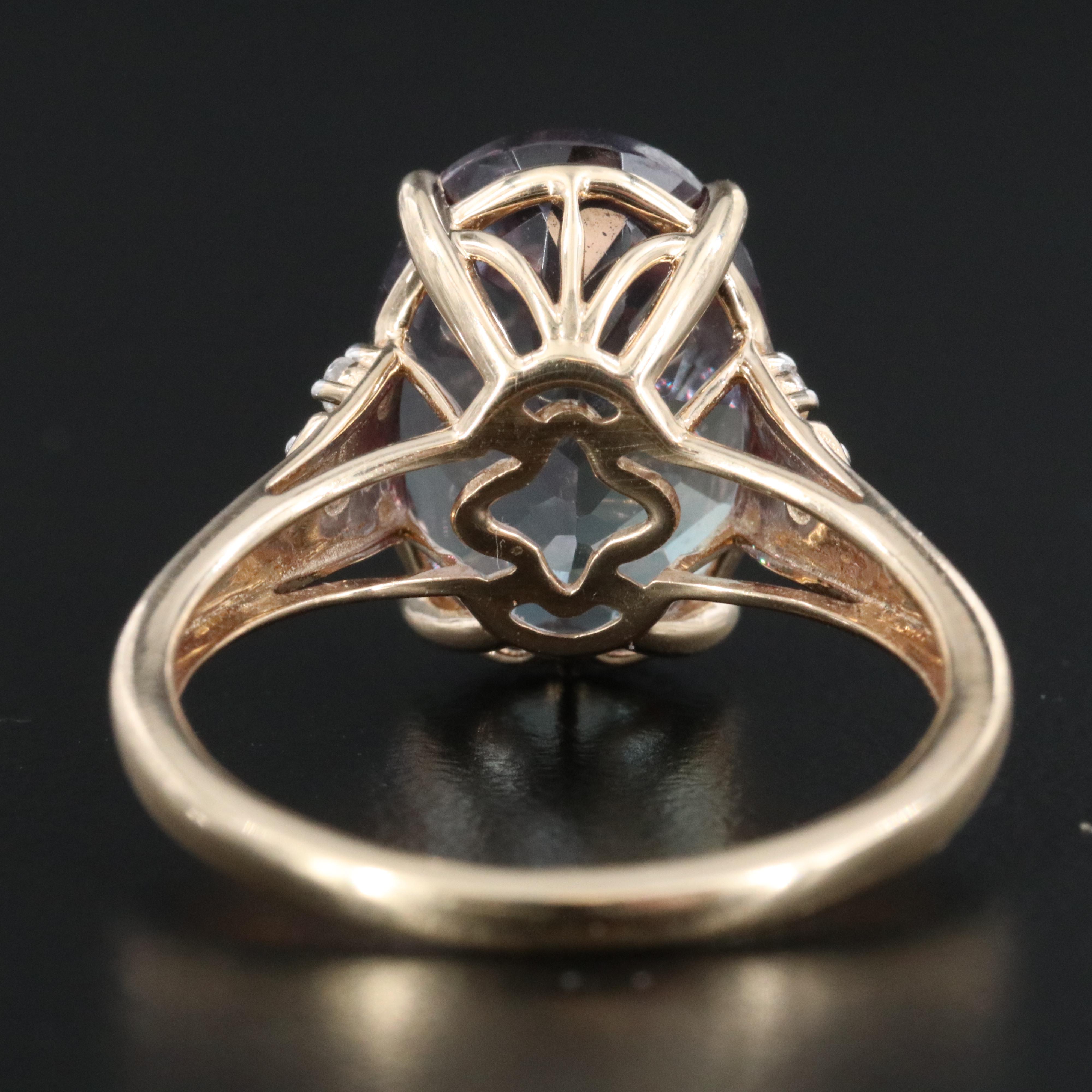 10K Color Change Sapphire and White Sapphire Ring