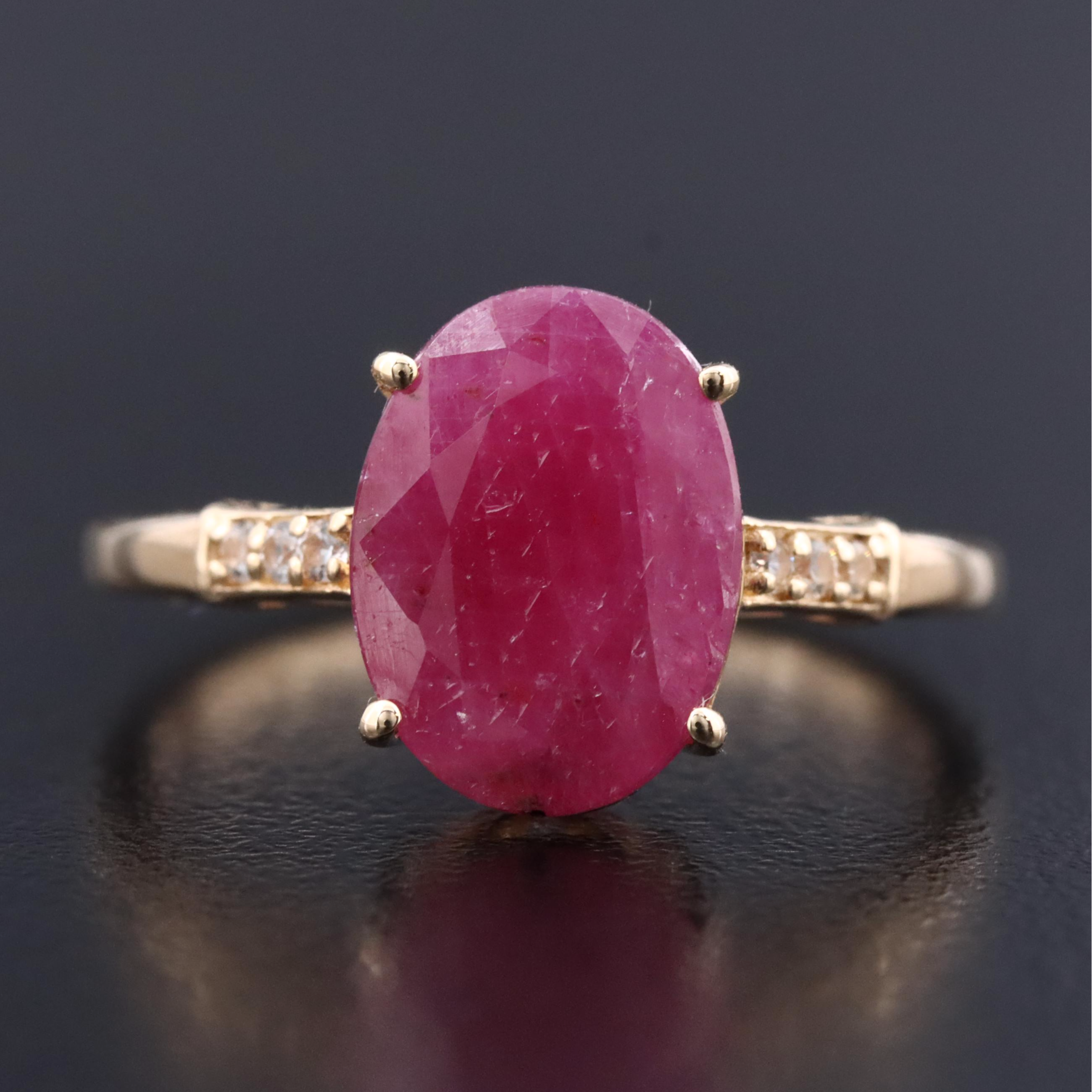 14K 3.64 CT Ruby and White Sapphire Ring