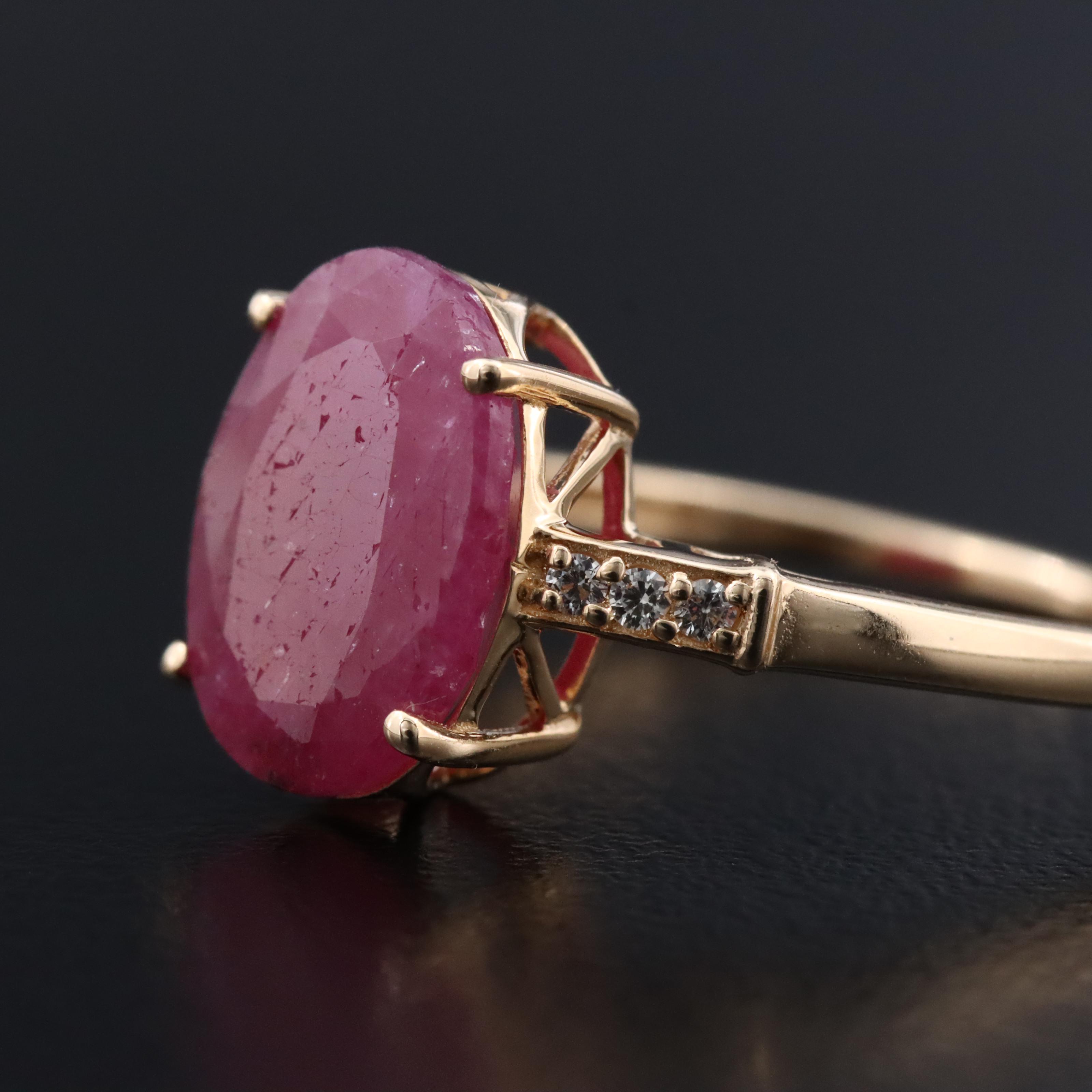 14K 3.64 CT Ruby and White Sapphire Ring