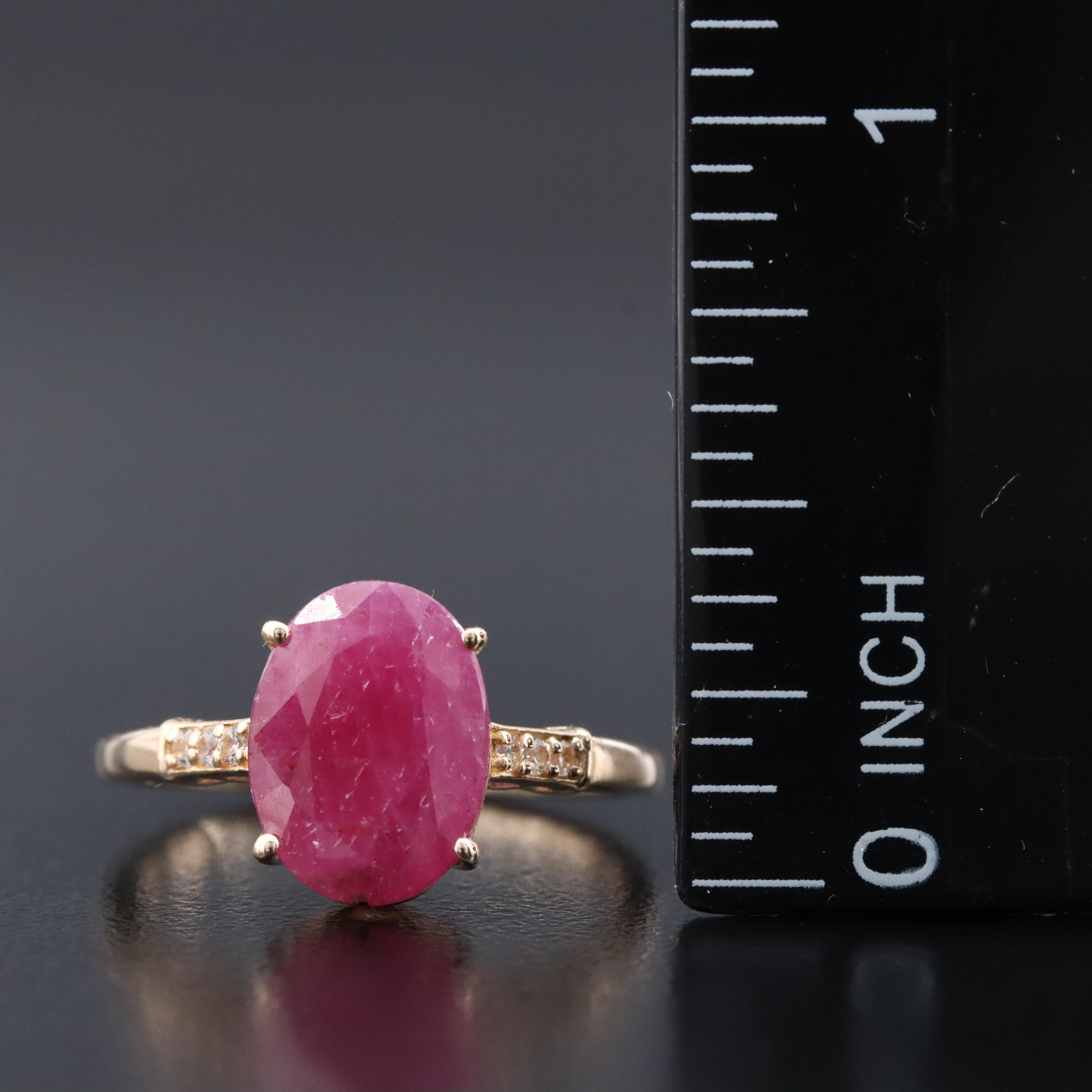 14K 3.64 CT Ruby and White Sapphire Ring