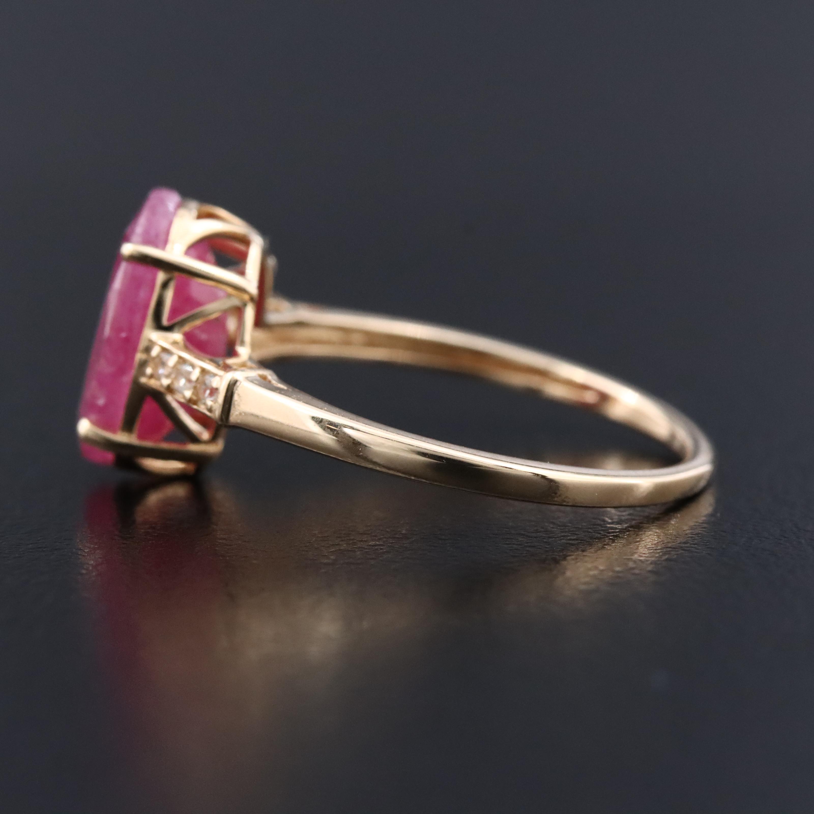 14K 3.64 CT Ruby and White Sapphire Ring