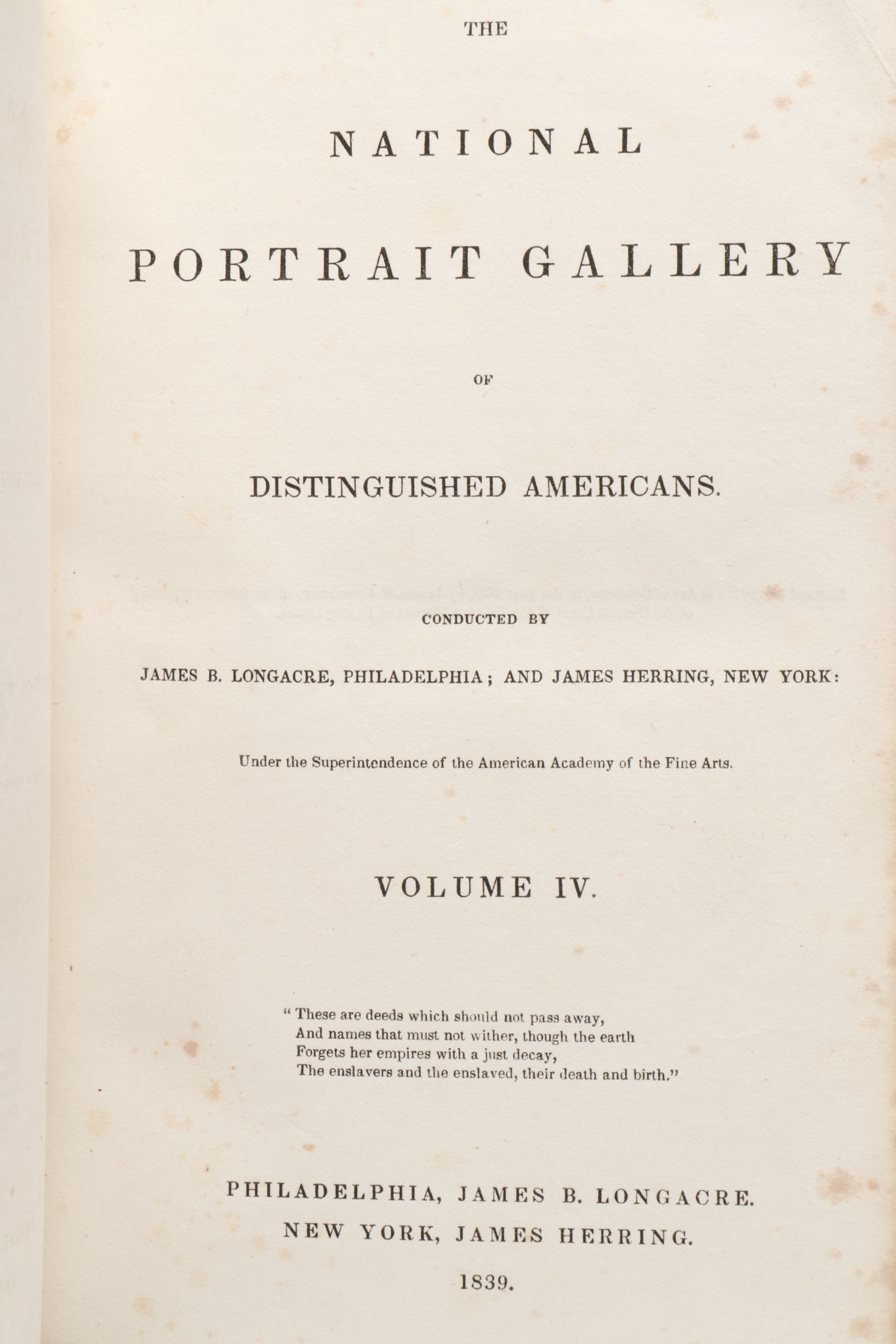 "The National Portrait Gallery of Distinguished Americans" Vol. IV, 1839