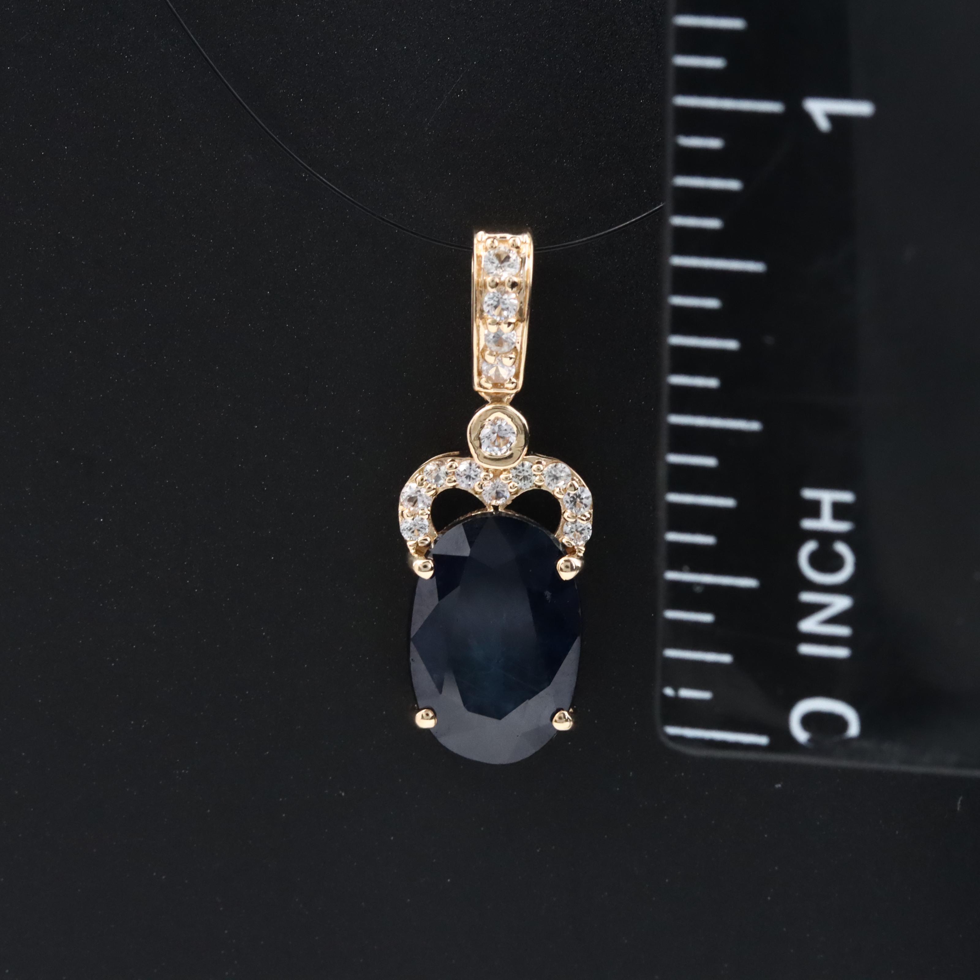 14K 2.31 CT Sapphire and White Sapphire Pendant with IGI Jewelry Report