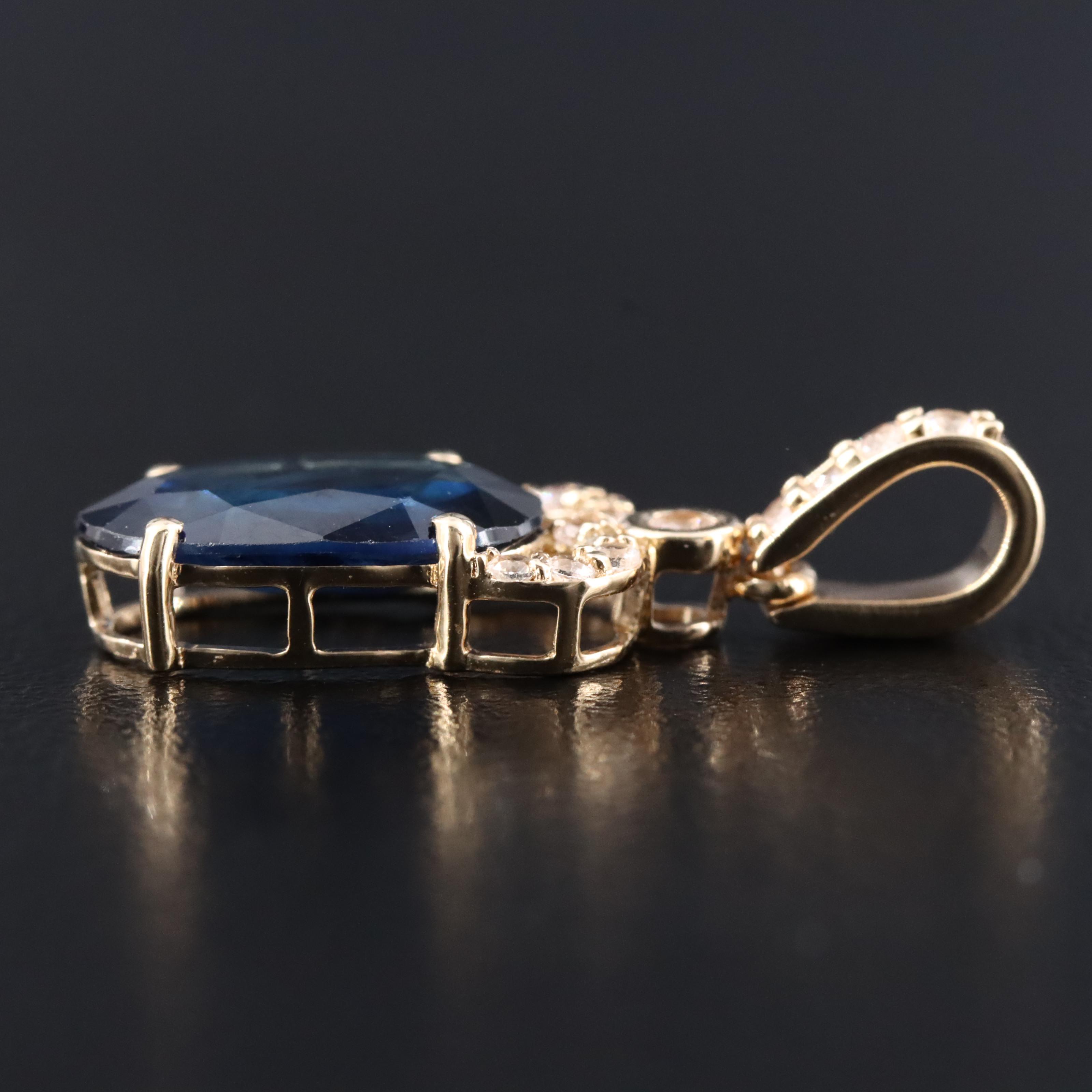 14K 2.31 CT Sapphire and White Sapphire Pendant with IGI Jewelry Report