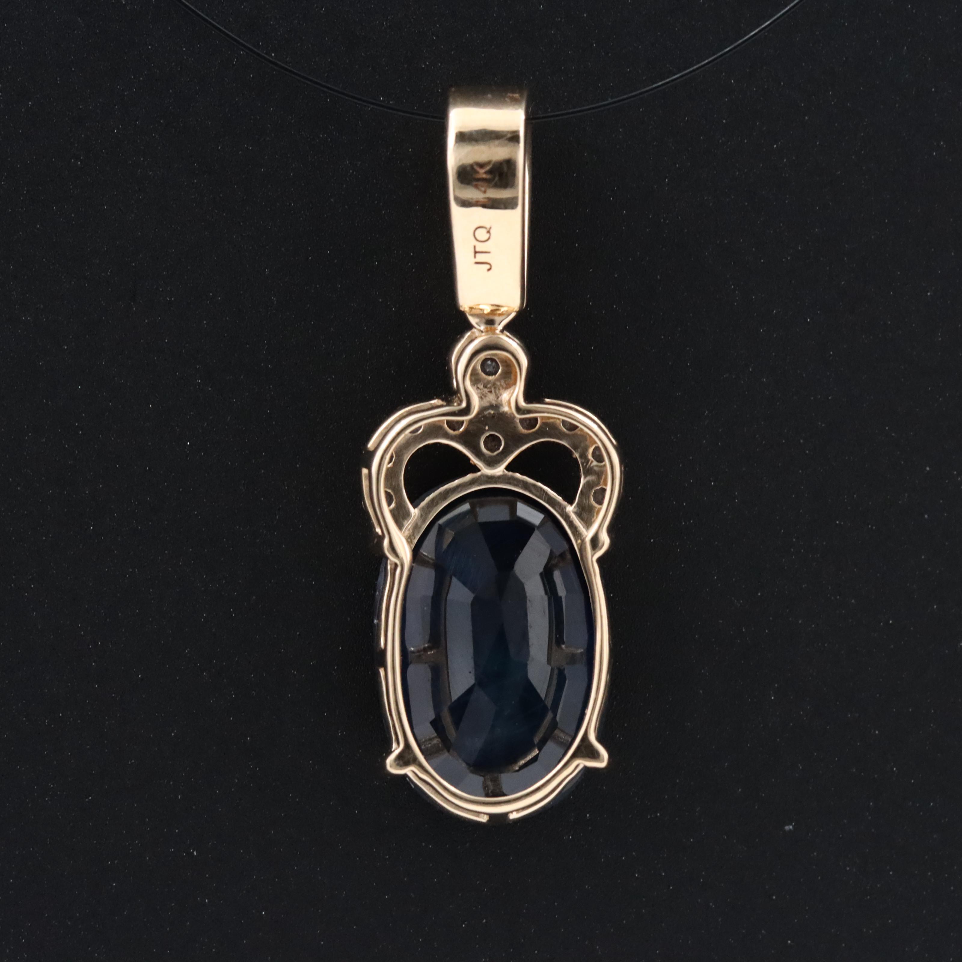 14K 2.31 CT Sapphire and White Sapphire Pendant with IGI Jewelry Report