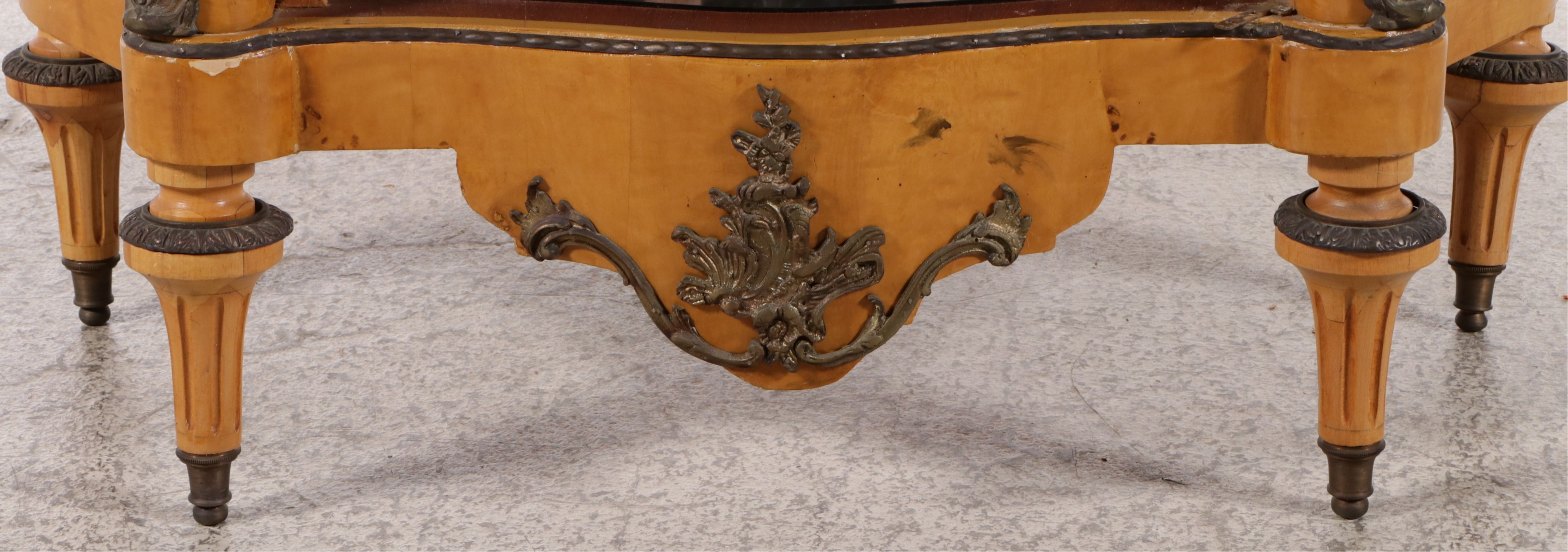 Louis XVI Style Ormolu Mounted Bird's-Eye Maple Vitrine with Marble Top