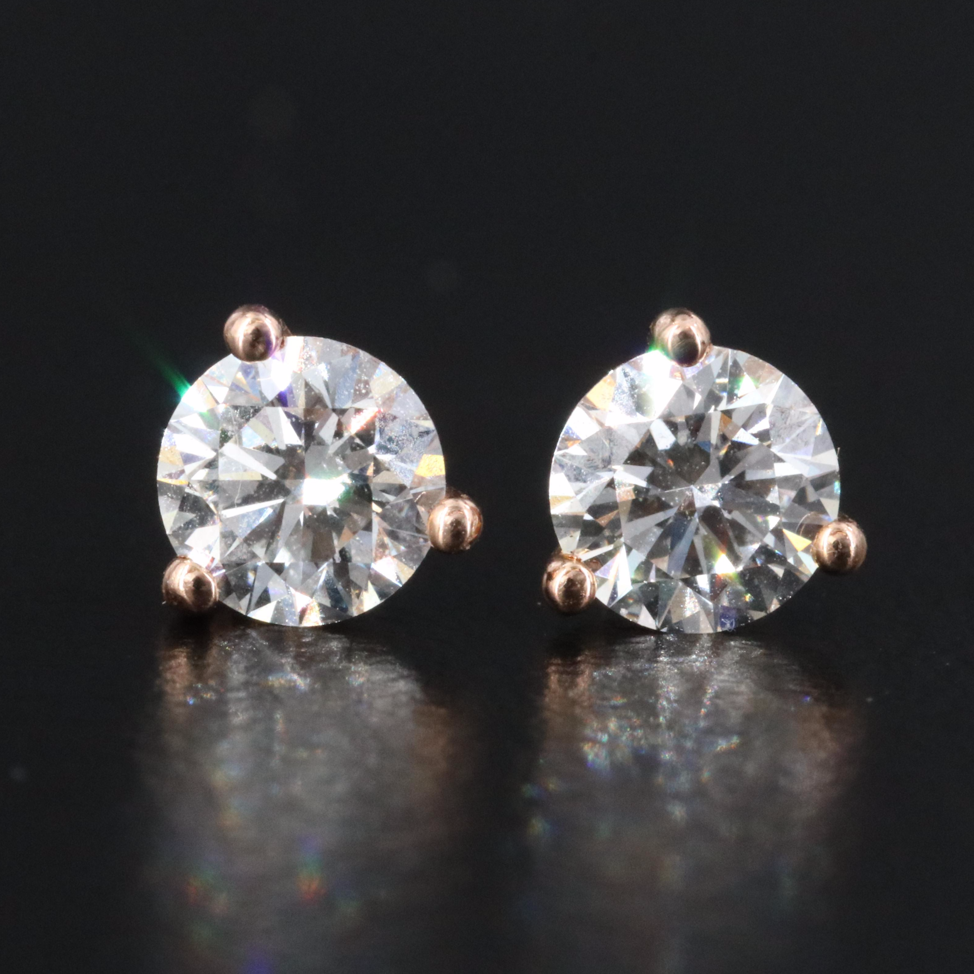 14K Rose Gold 1.00 CTW Lab Grown Diamond Stud Earrings with Online IGI Reports