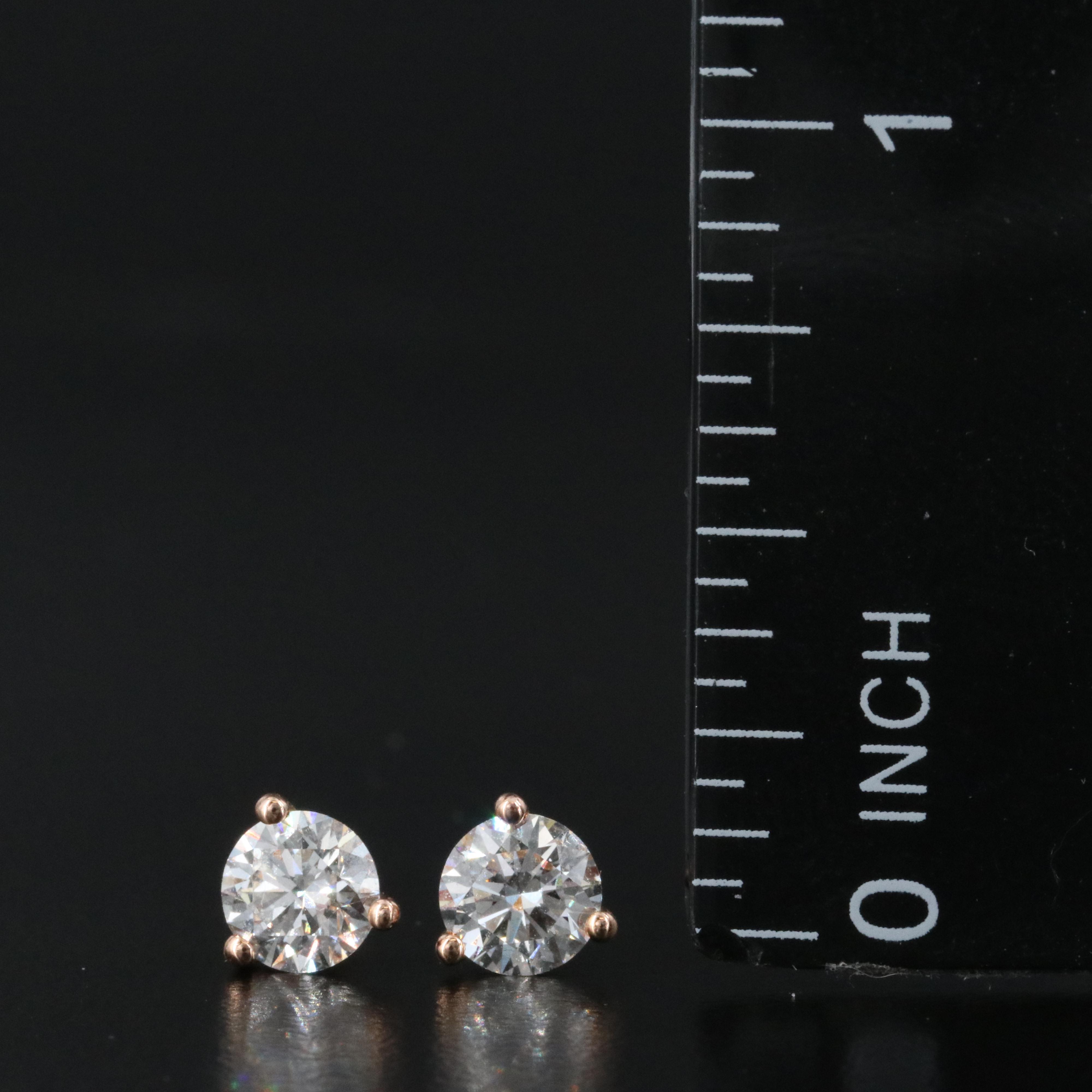 14K Rose Gold 1.00 CTW Lab Grown Diamond Stud Earrings with Online IGI Reports