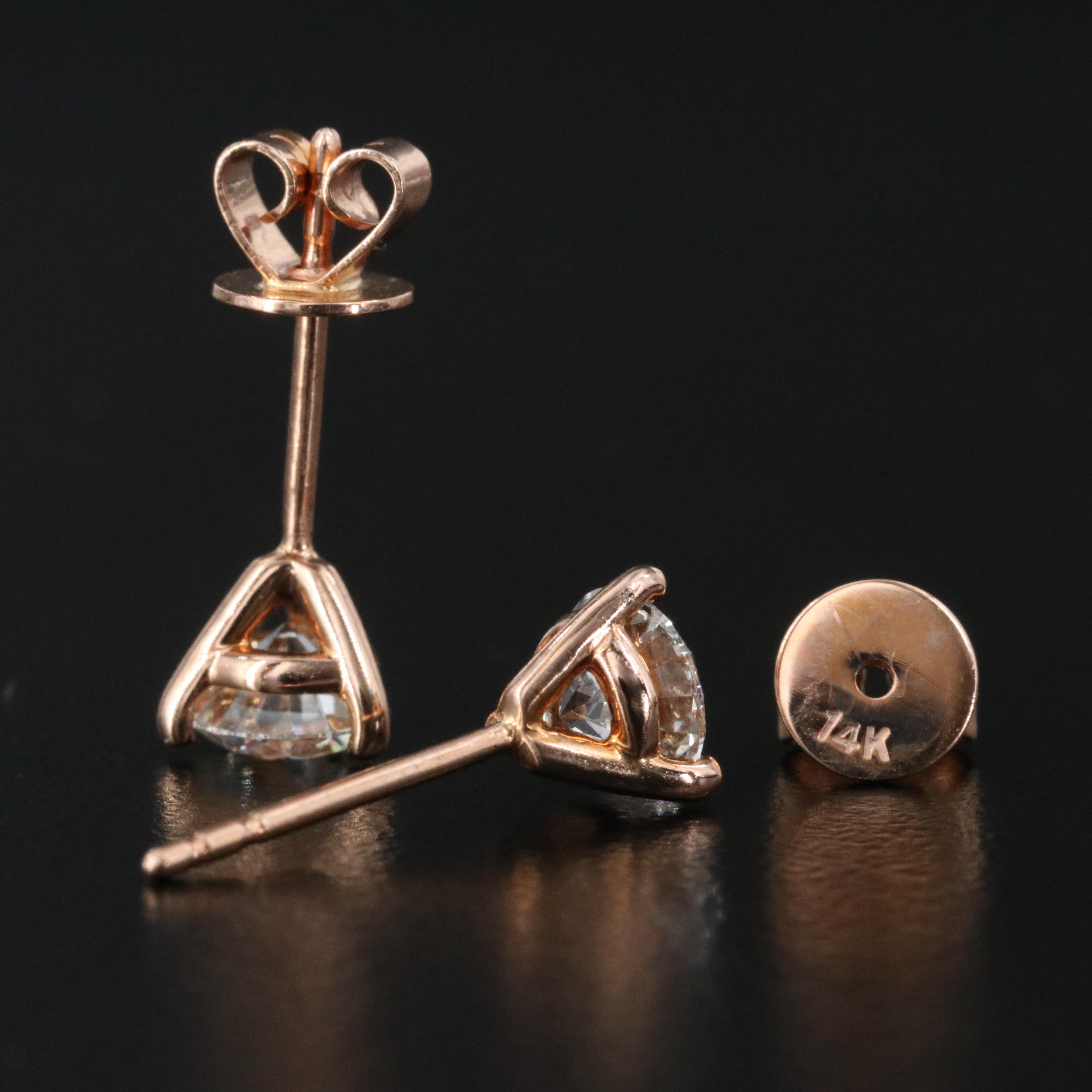 14K Rose Gold 1.00 CTW Lab Grown Diamond Stud Earrings with Online IGI Reports