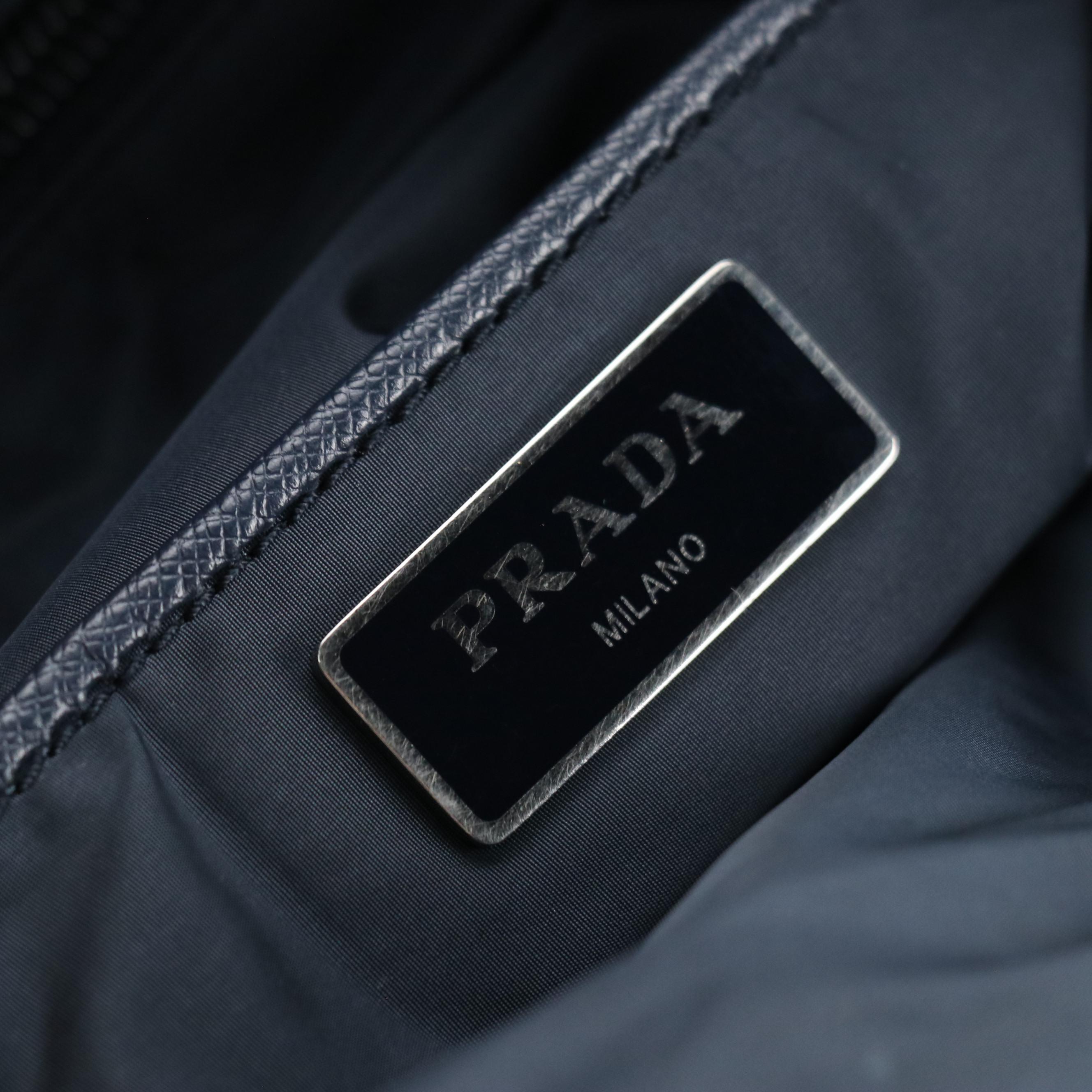 Prada Zippered Two-Way Tote in Tessuto Stampato Nylon and Saffiano Leather Trim