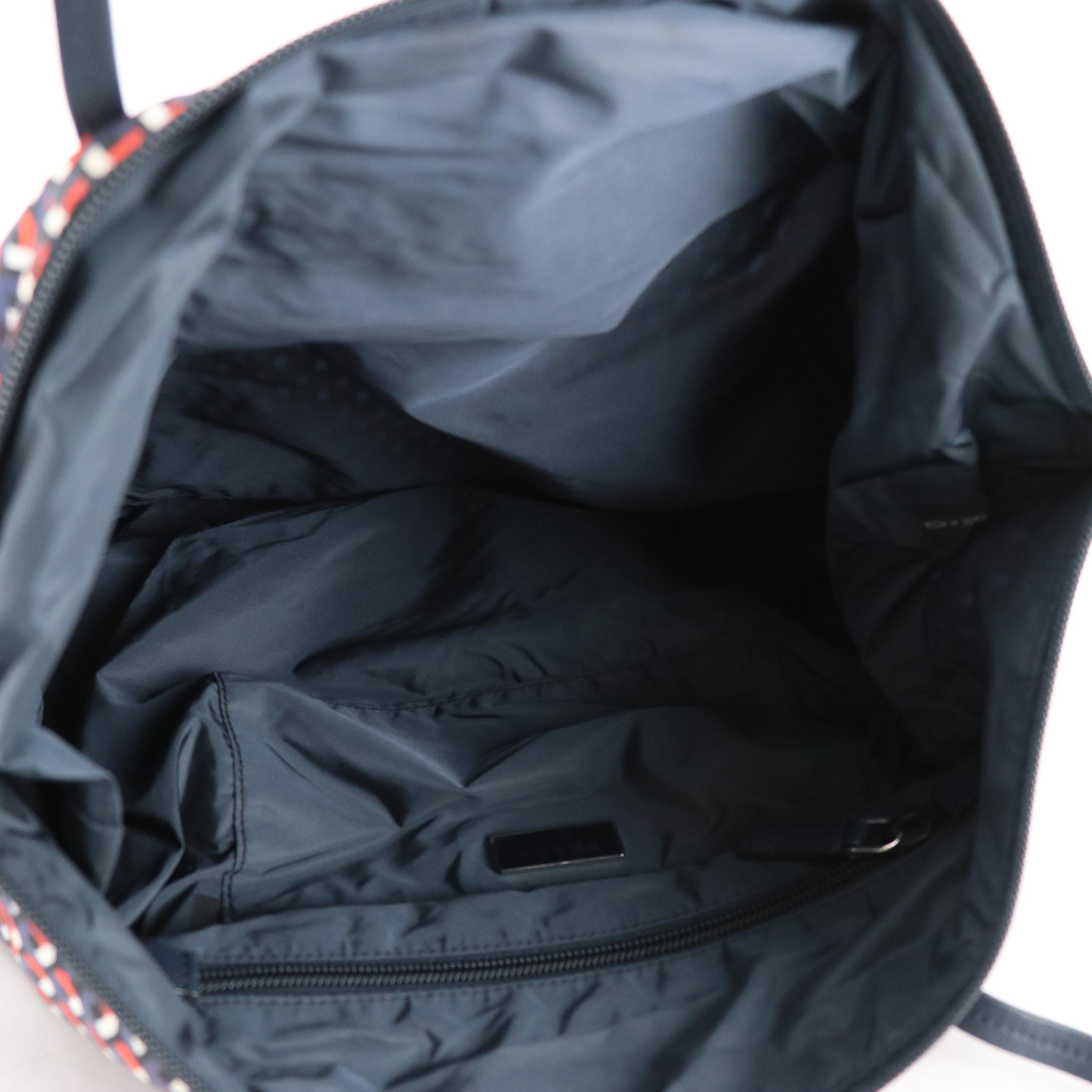 Prada Zippered Two-Way Tote in Tessuto Stampato Nylon and Saffiano Leather Trim