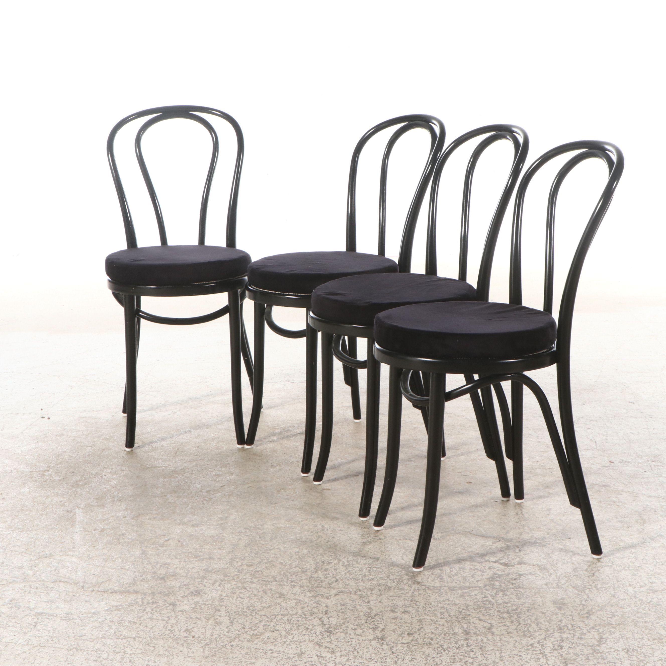 Five-Piece Dining Set with Glass Top Table and Art Nouveau Style Bistro Chairs