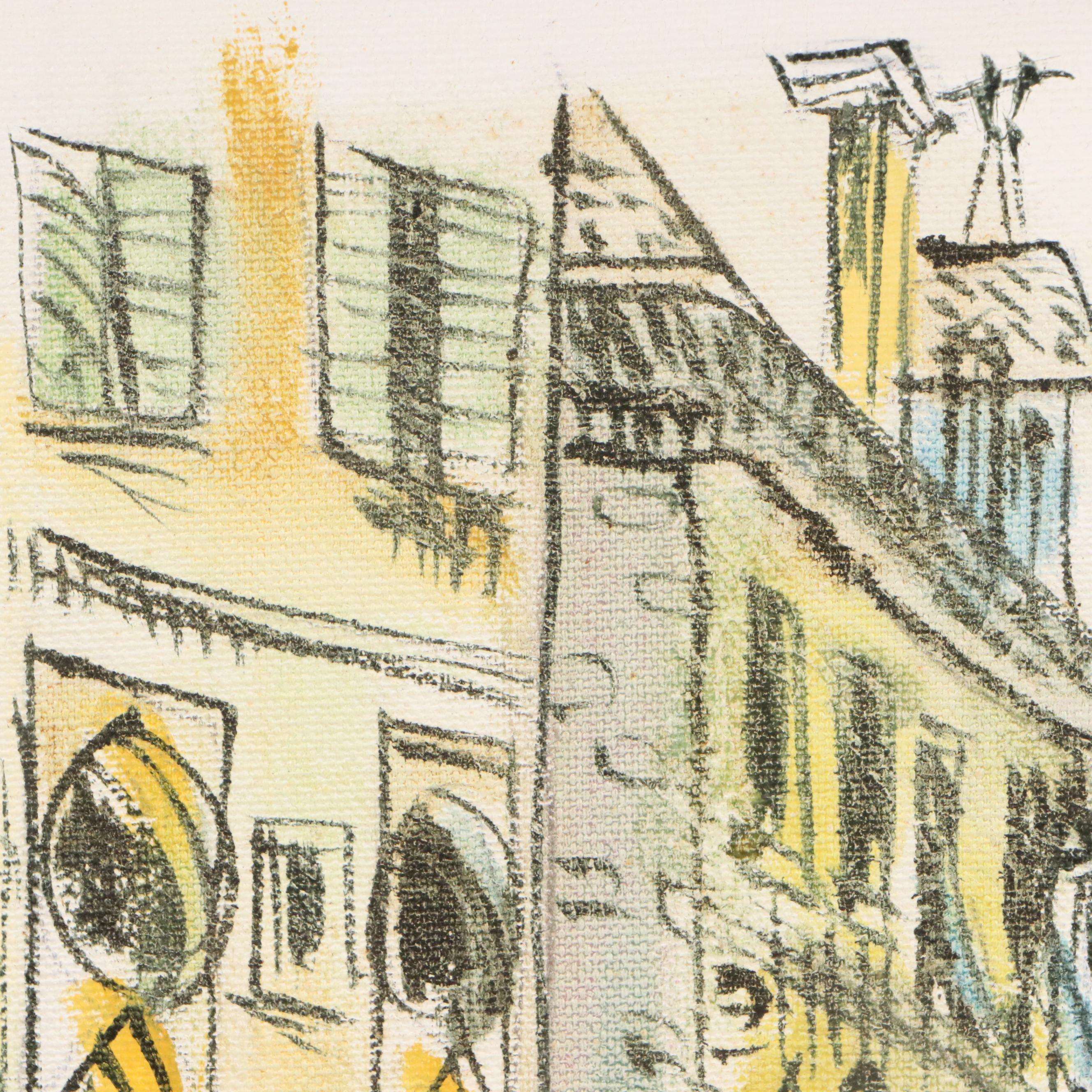 Raggio Oil Painting of Venetian Canal Scene, 20th Century